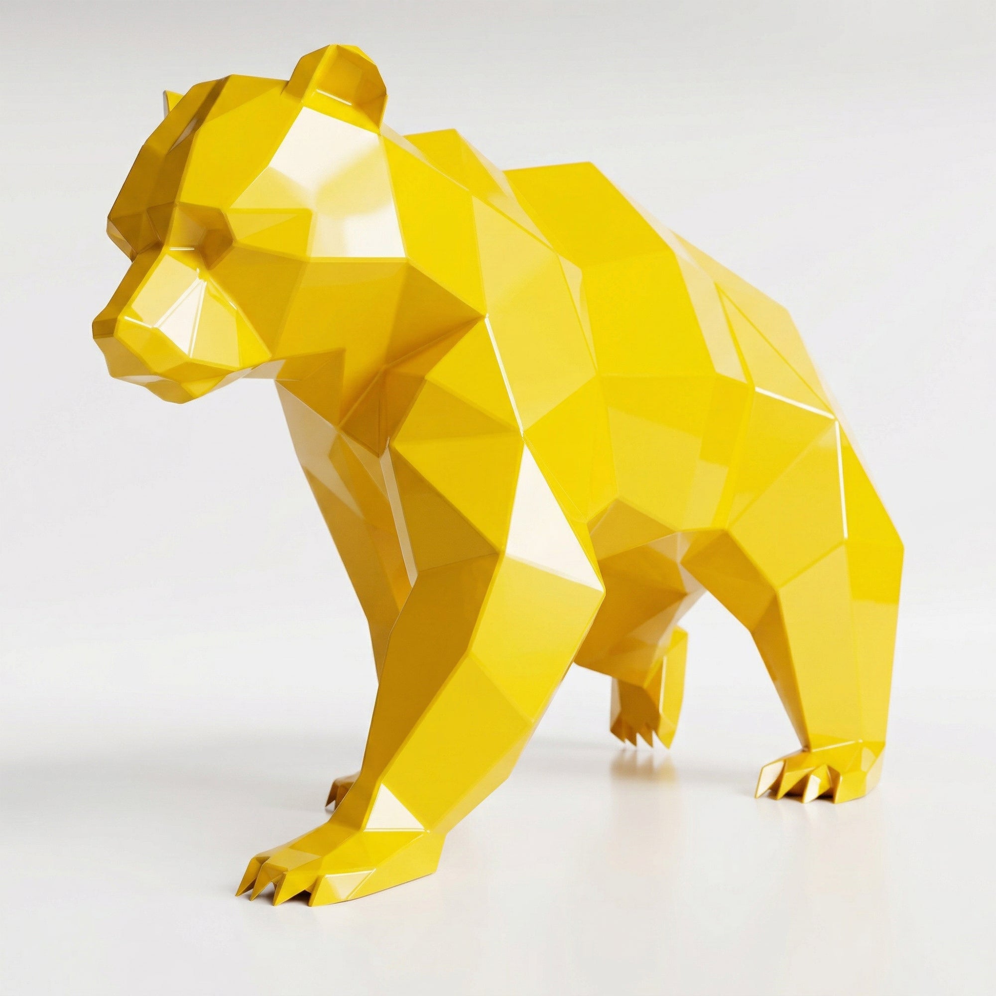 Grande Sculpture Ours Polaire Géométrique Facettée - Sculpture Origami