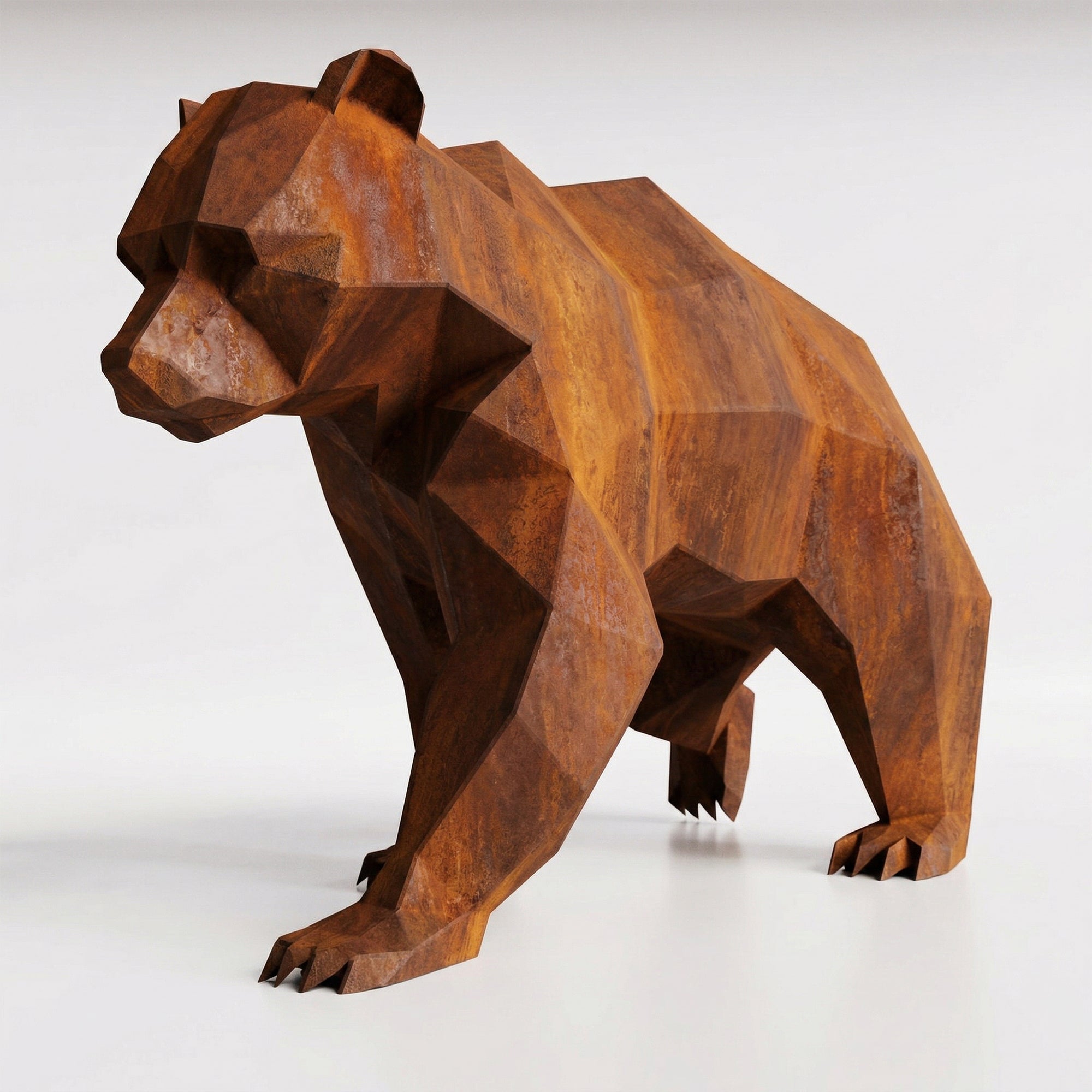 Grande Sculpture Ours Polaire Géométrique Facettée - Sculpture Origami