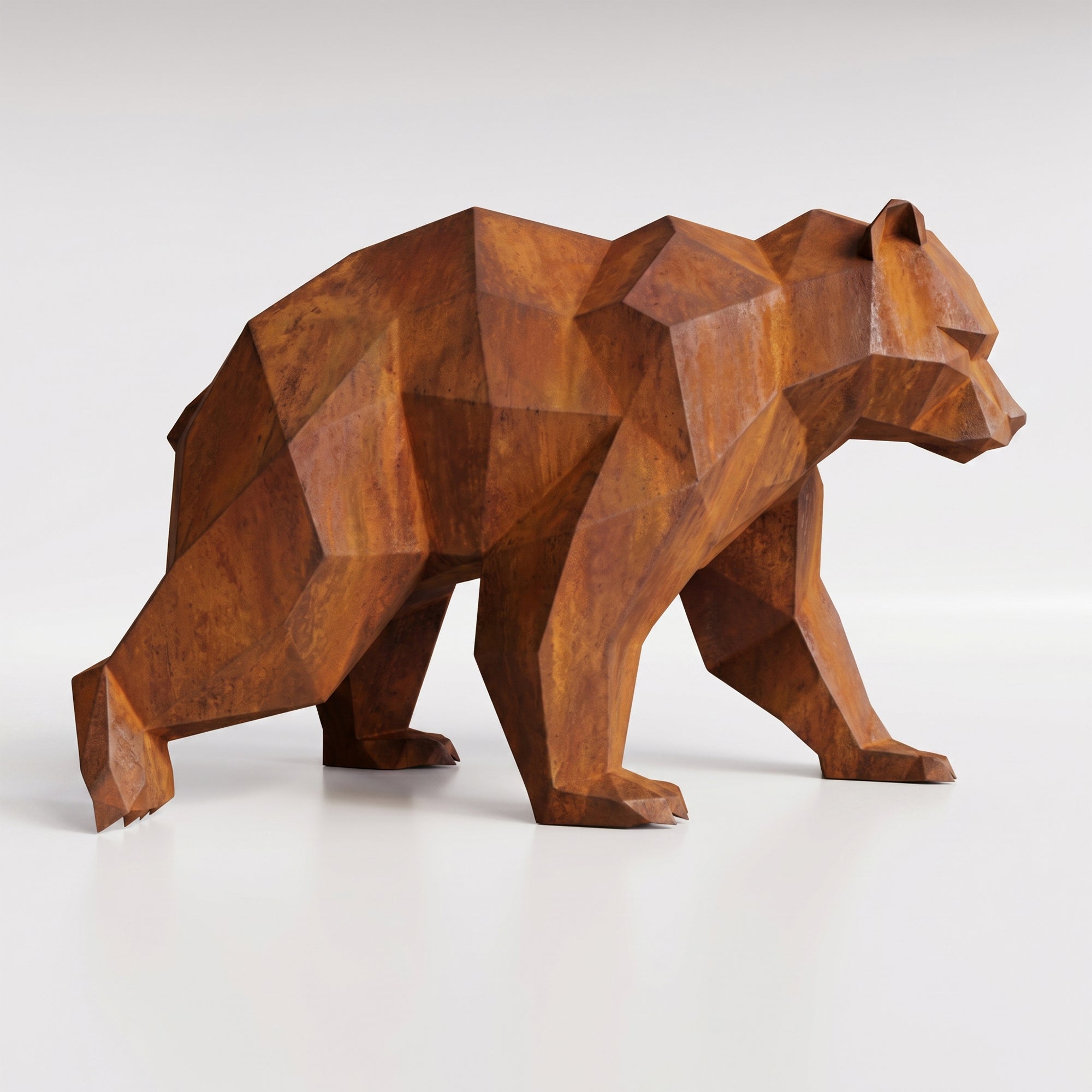 Grande Sculpture Ours Polaire Géométrique Facettée - Sculpture Origami