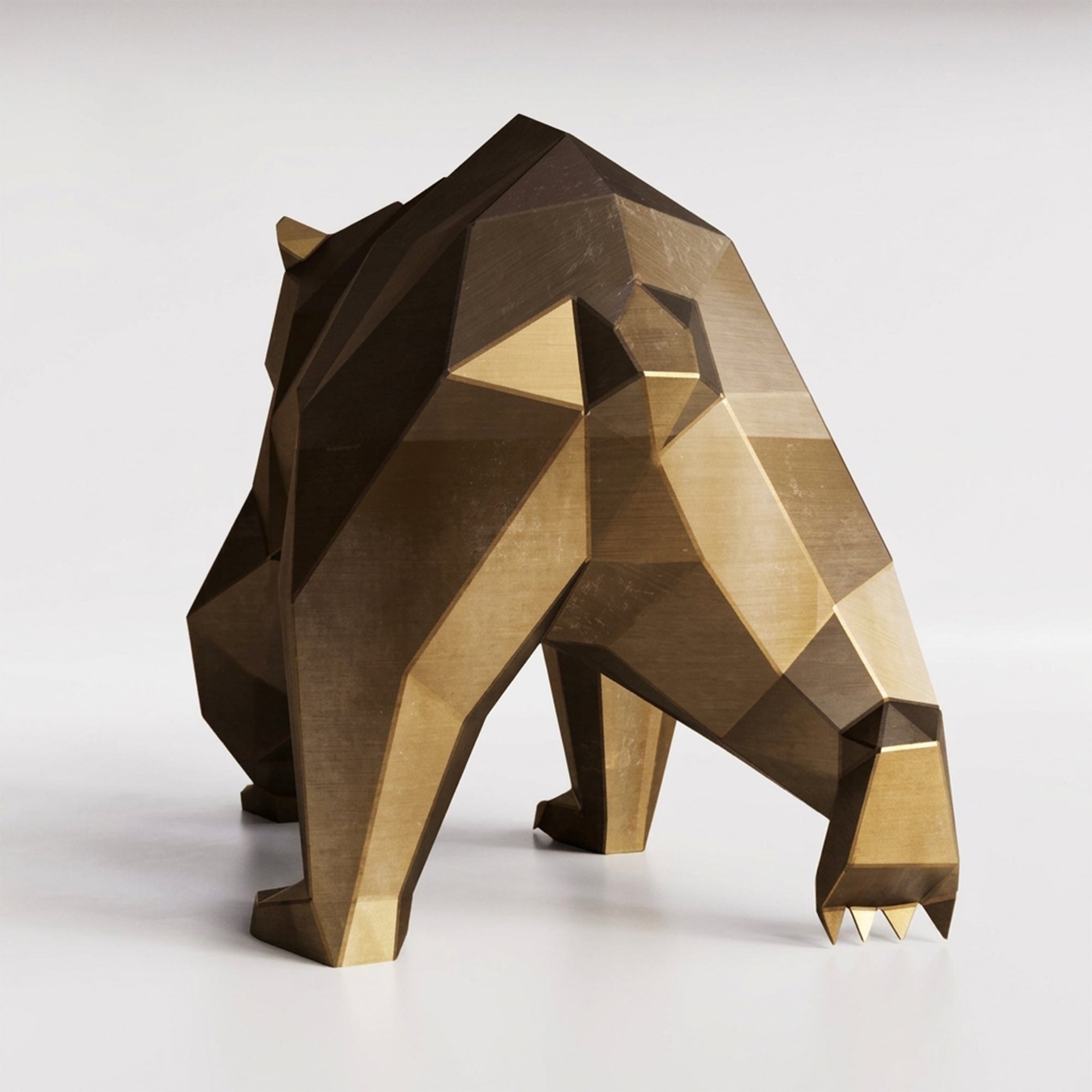 Grande Sculpture Ours Polaire Géométrique Facettée - Sculpture Origami