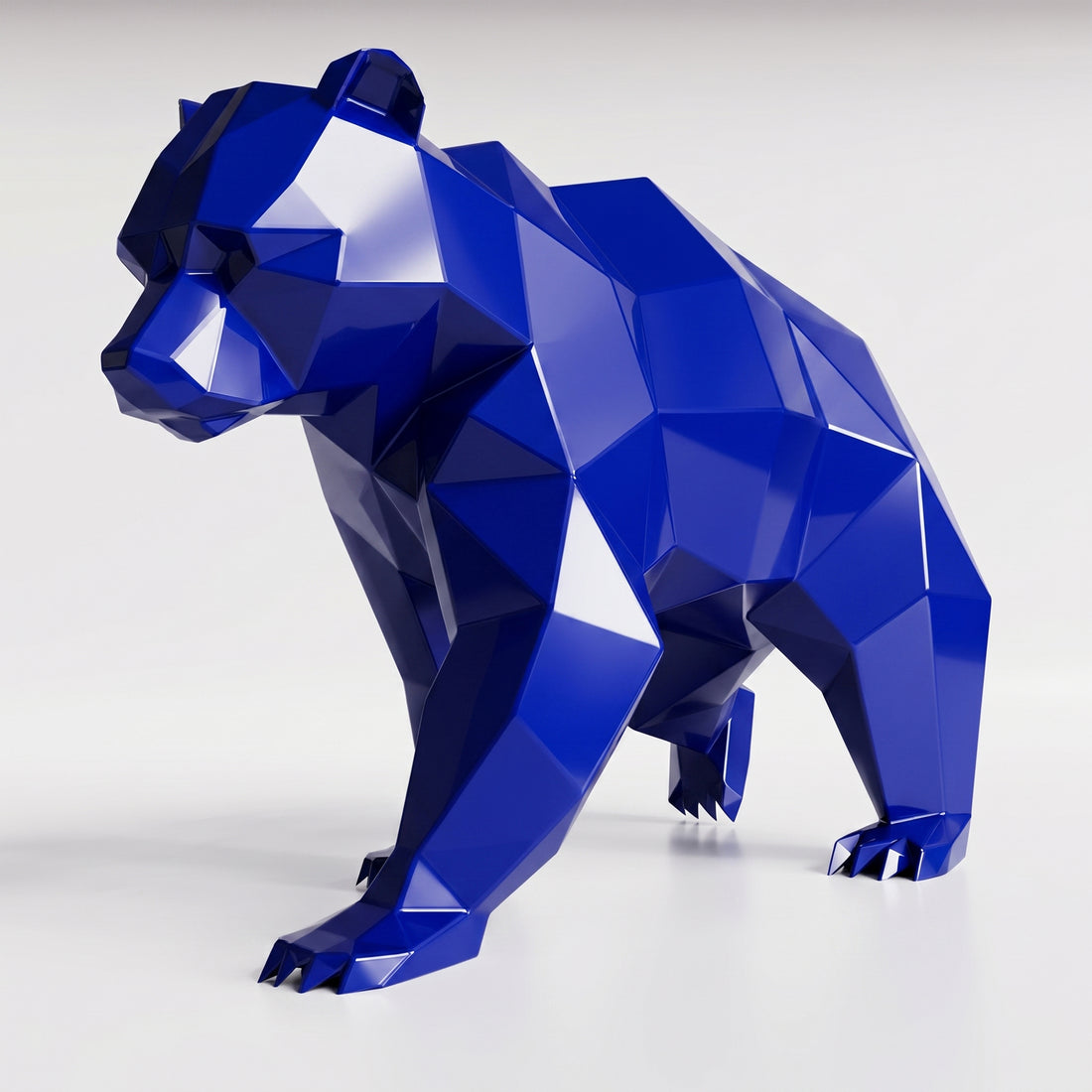 Grande Sculpture Ours Polaire Géométrique Facettée - Sculpture Origami