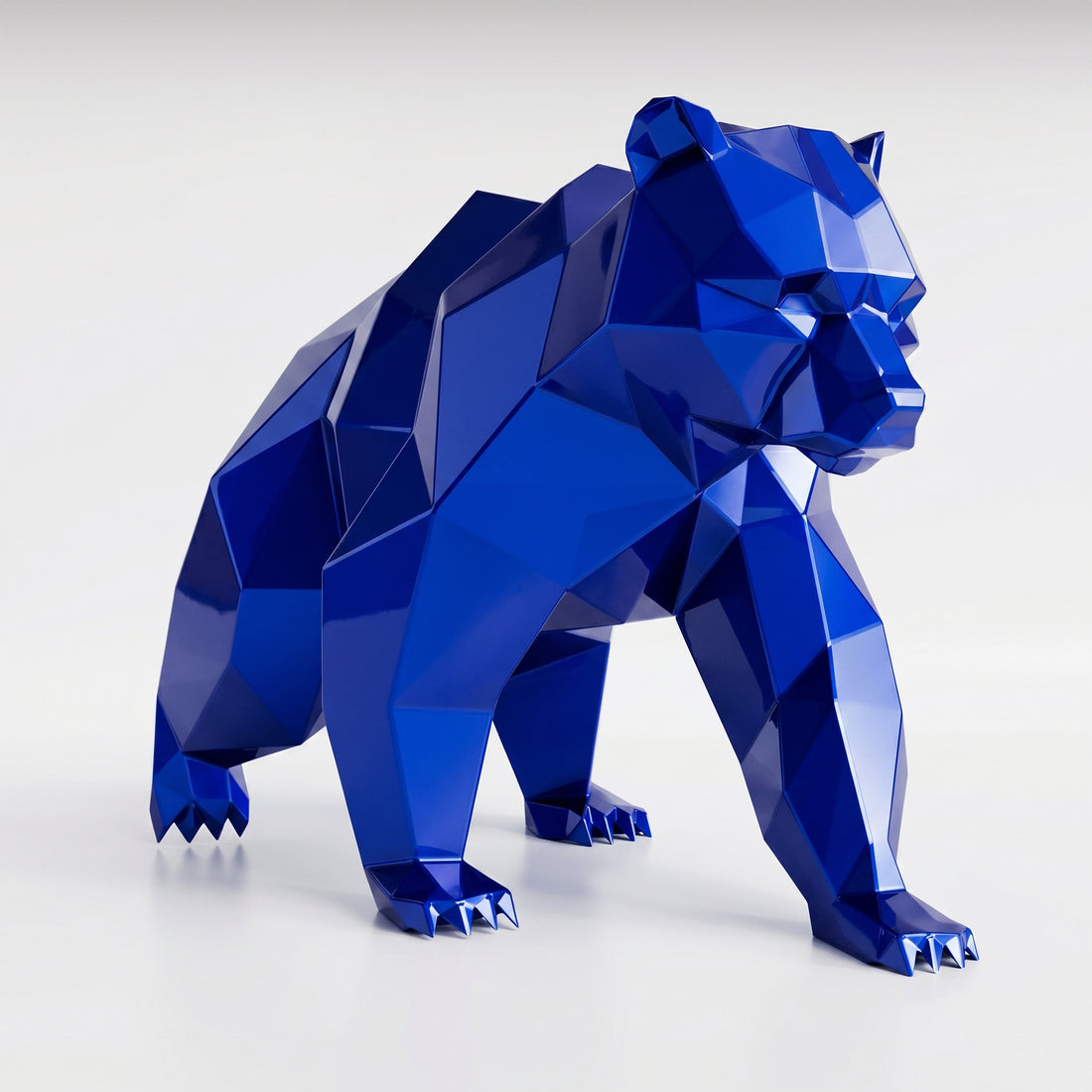 Grande Sculpture Ours Polaire Géométrique Facettée - Sculpture Origami