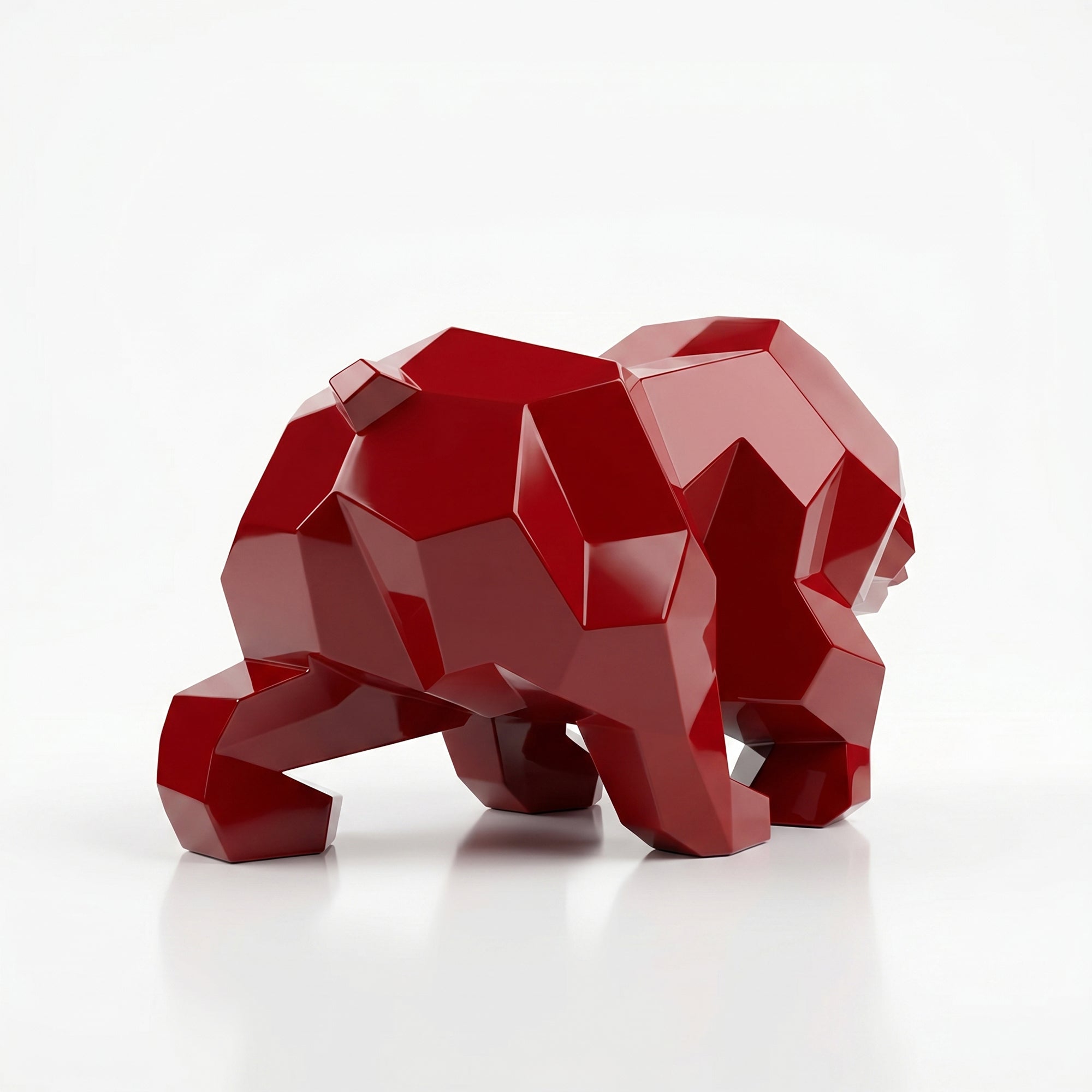 Grande Sculpture Ours Rugissant Facettée - Sculpture Origami