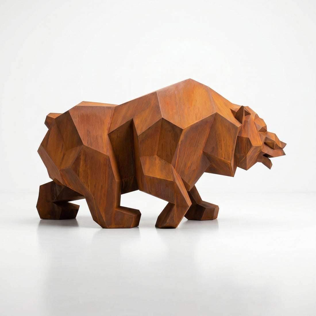 Grande Sculpture Ours Rugissant Facettée - Sculpture Origami