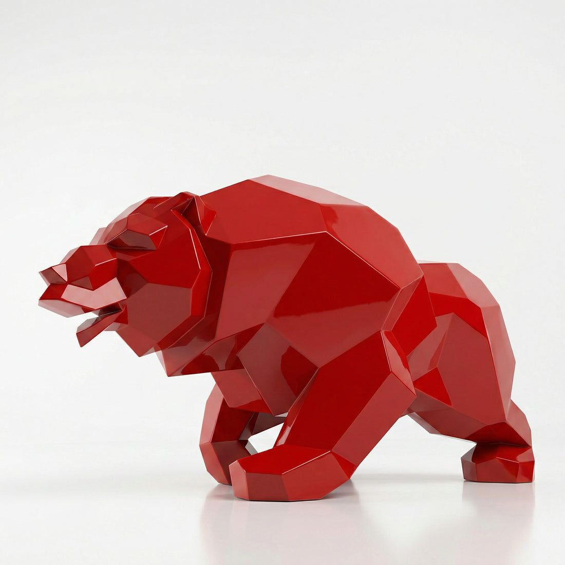 Grande Sculpture Ours Rugissant Facettée - Sculpture Origami