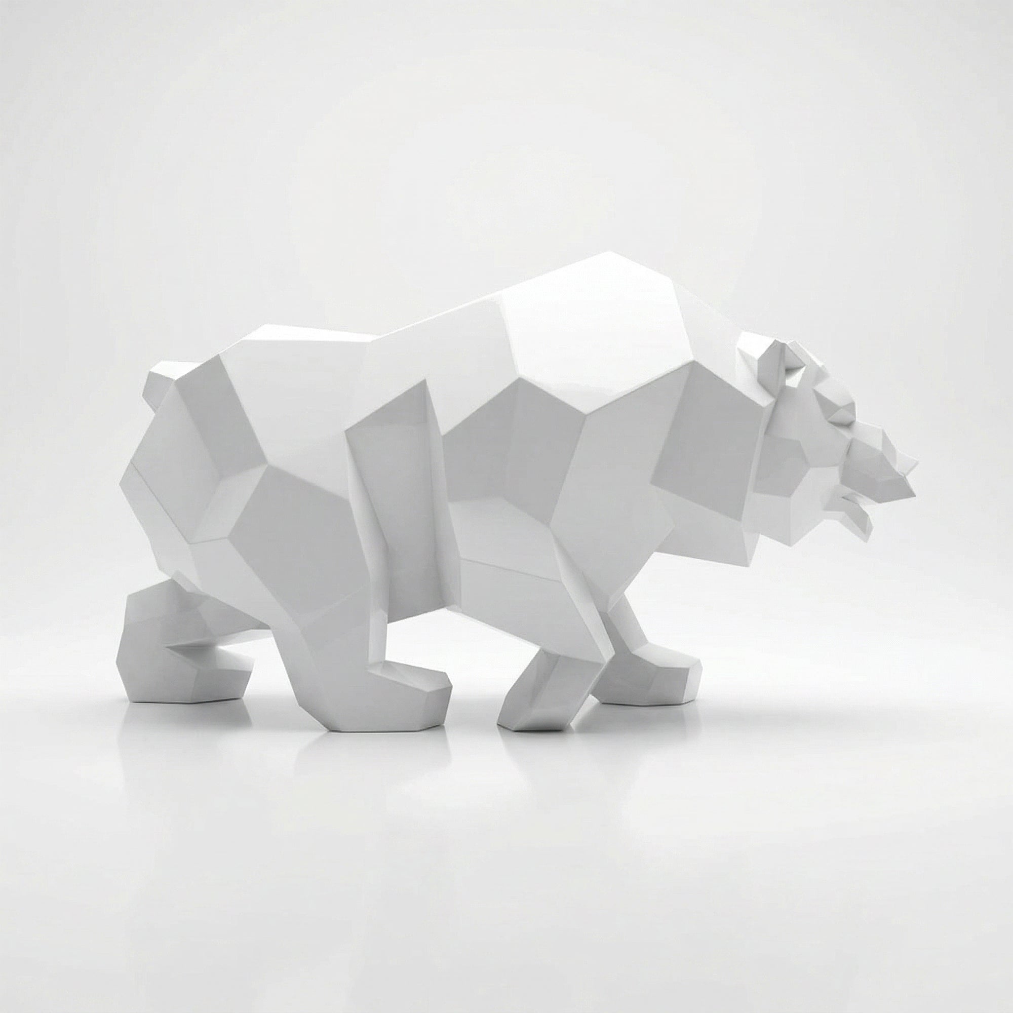 Grande Sculpture Ours Rugissant Facettée - Sculpture Origami