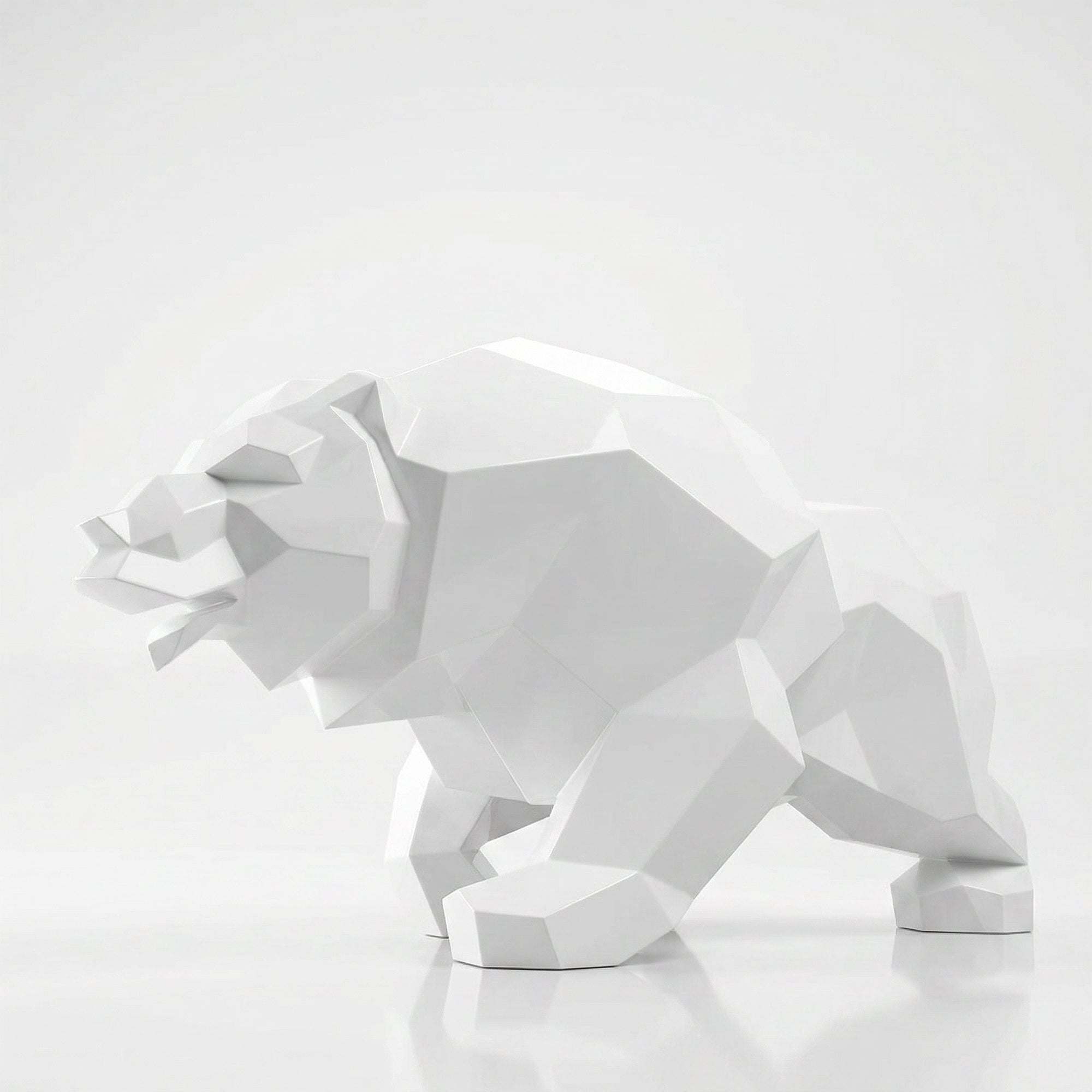 Grande Sculpture Ours Rugissant Facettée - Sculpture Origami