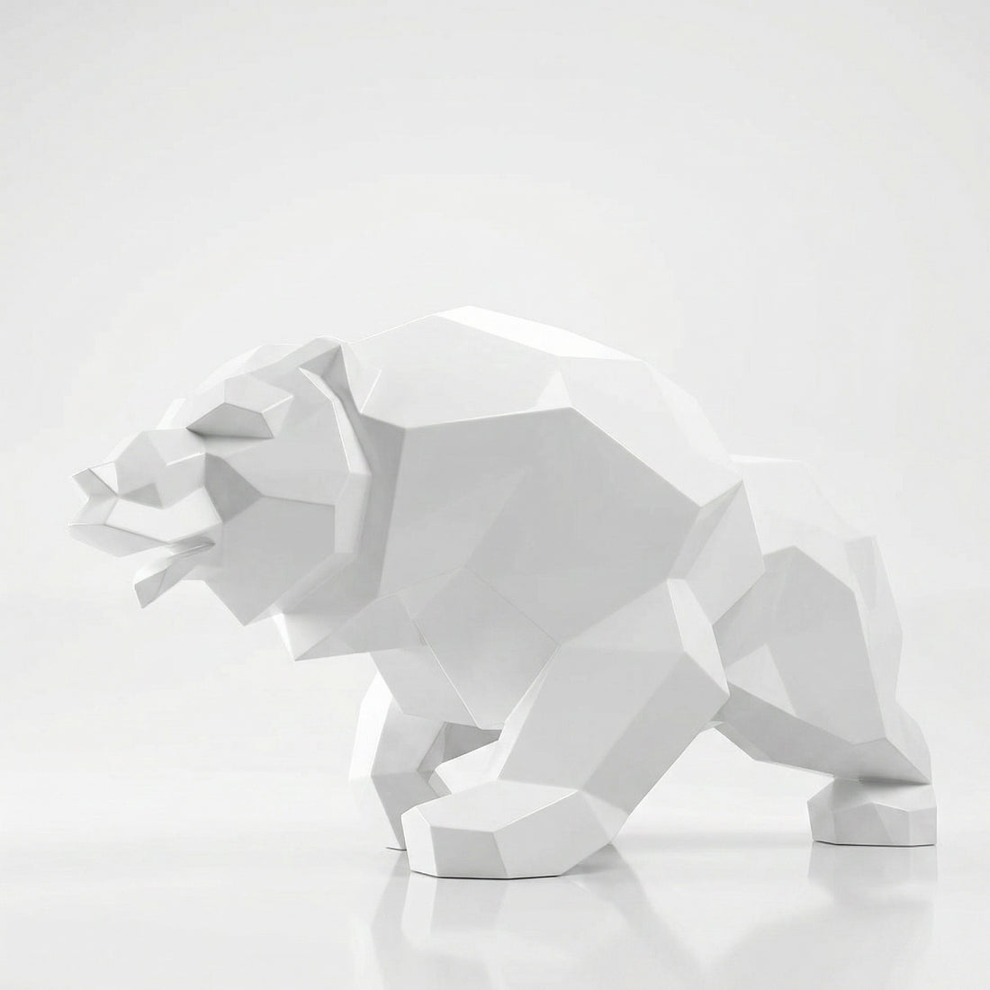Grande Sculpture Ours Rugissant Facettée - Sculpture Origami