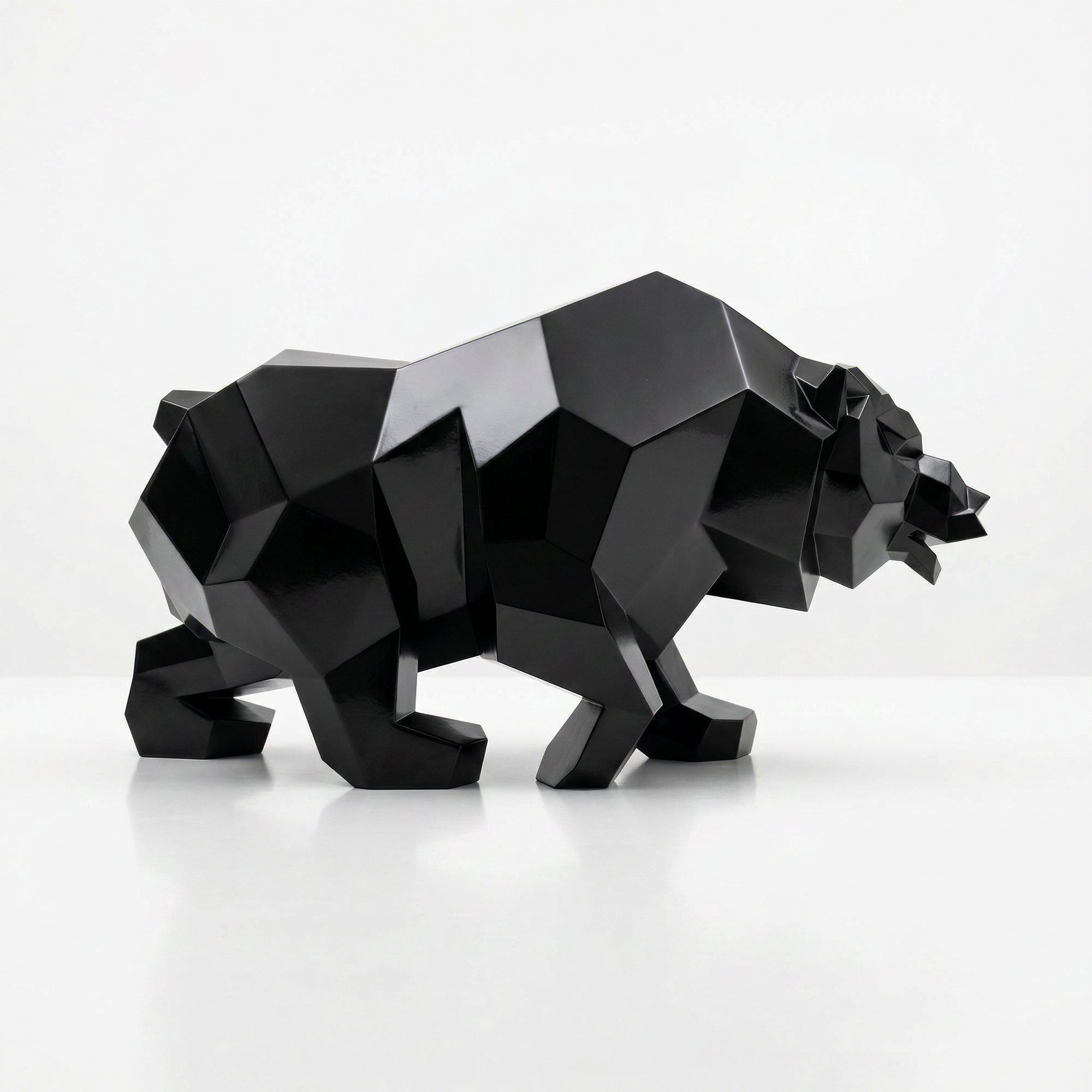 Grande Sculpture Ours Rugissant Facettée - Sculpture Origami