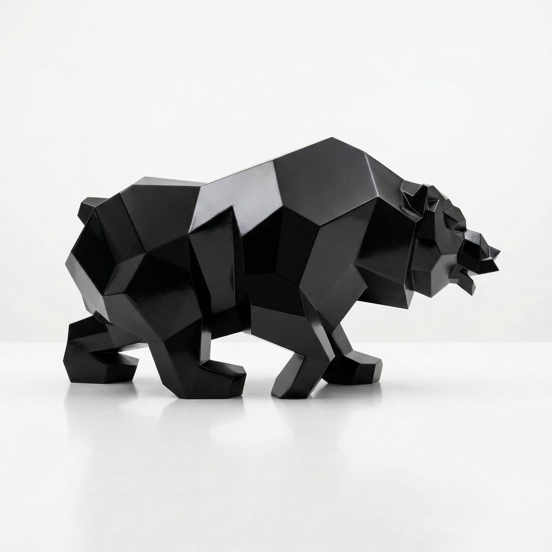 Grande Sculpture Ours Rugissant Facettée - Sculpture Origami
