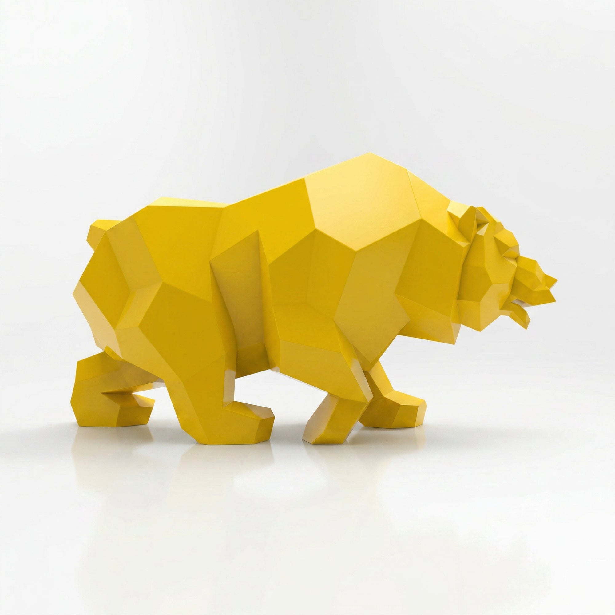 Grande Sculpture Ours Rugissant Facettée - Sculpture Origami