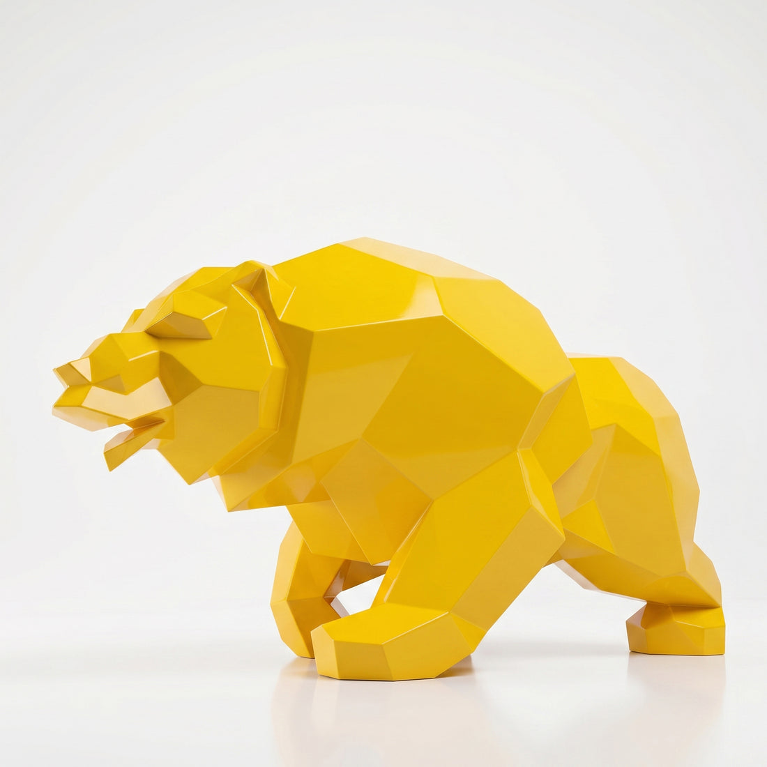 Grande Sculpture Ours Rugissant Facettée - Sculpture Origami