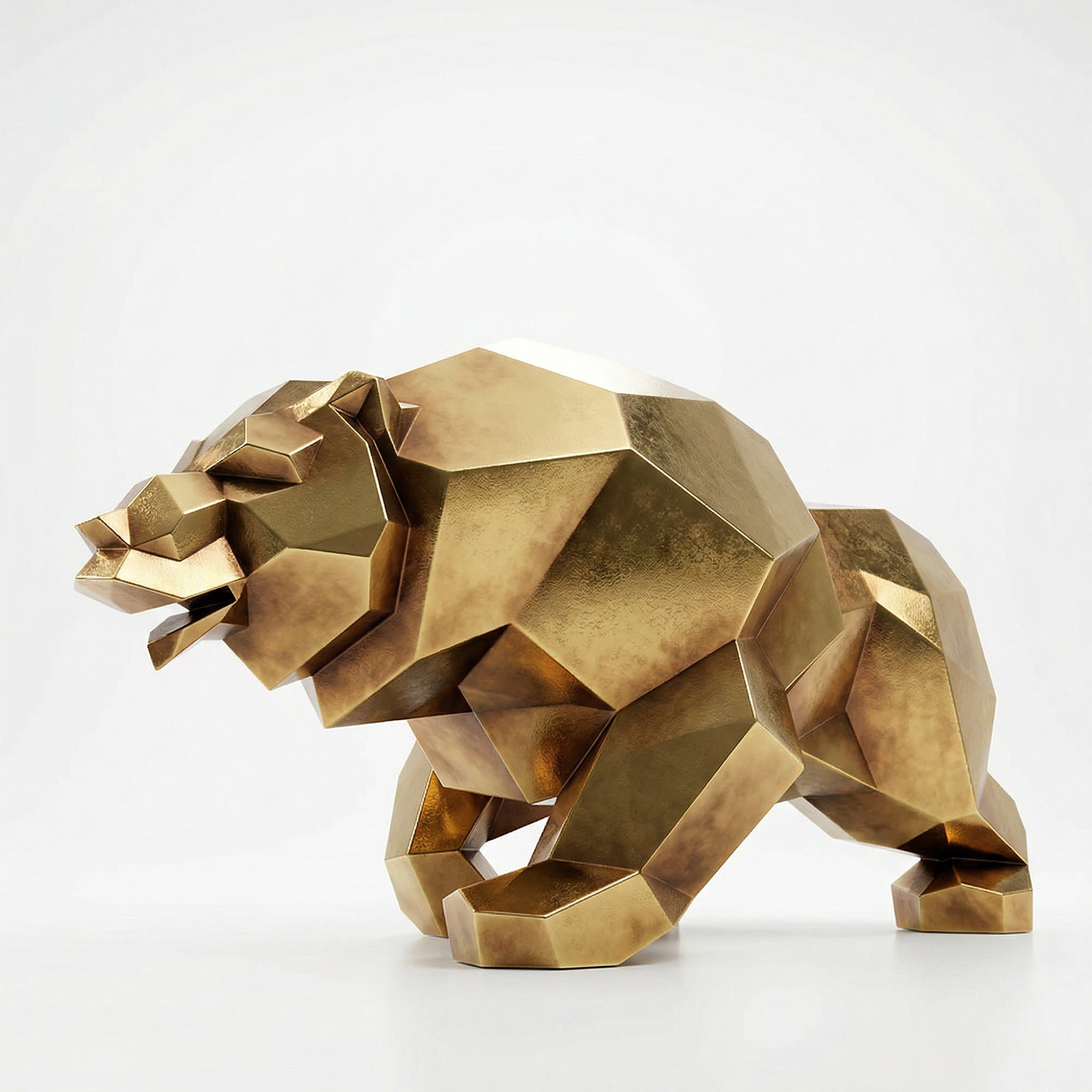 Grande Sculpture Ours Rugissant Facettée - Sculpture Origami