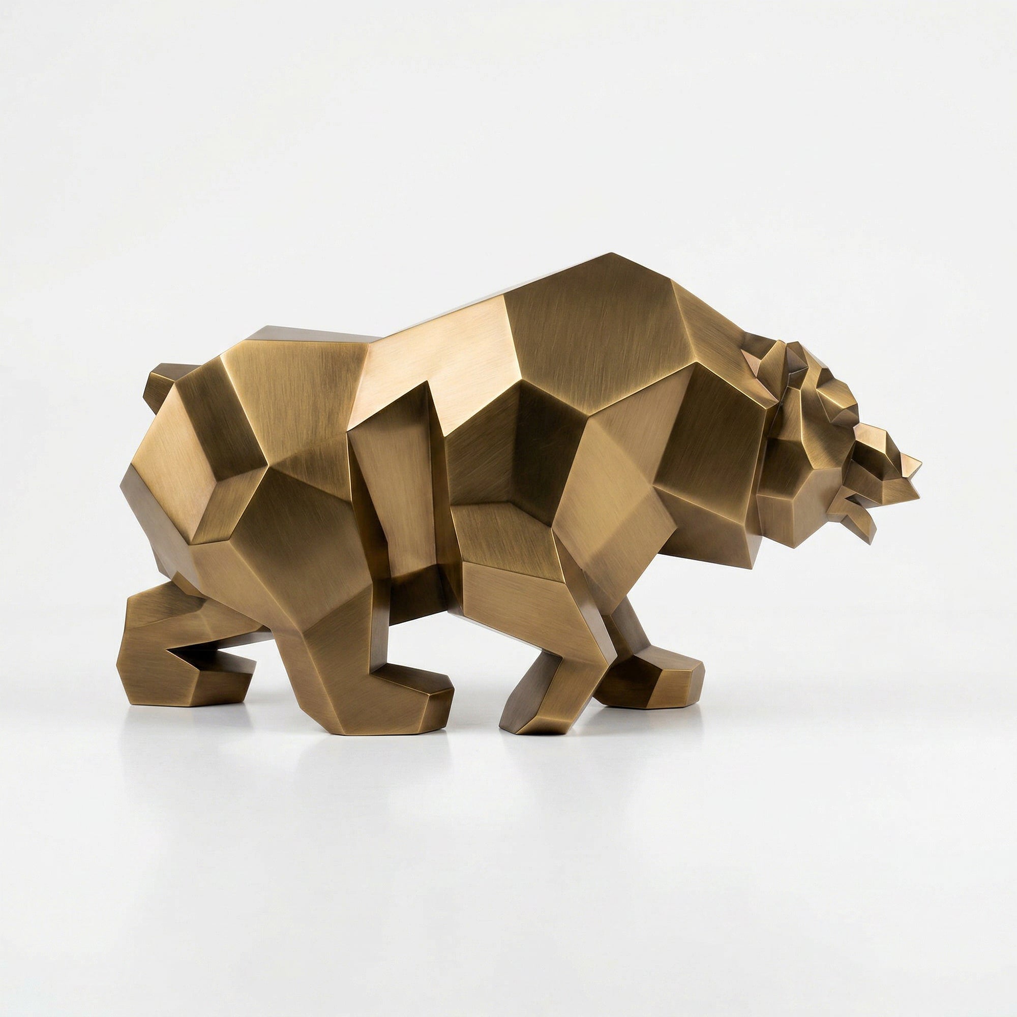 Grande Sculpture Ours Rugissant Facettée - Sculpture Origami