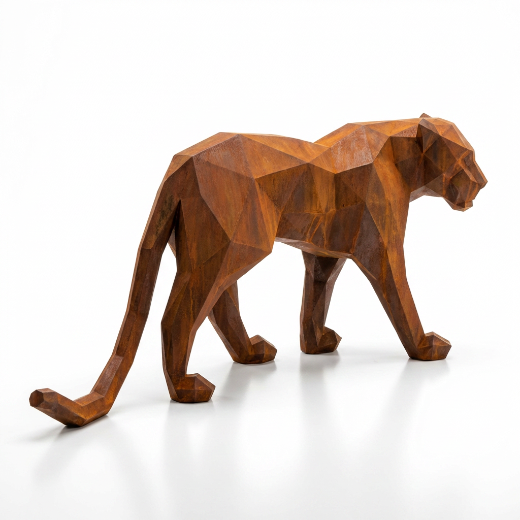 Grande Sculpture Panthère Polygone - Sculpture Origami