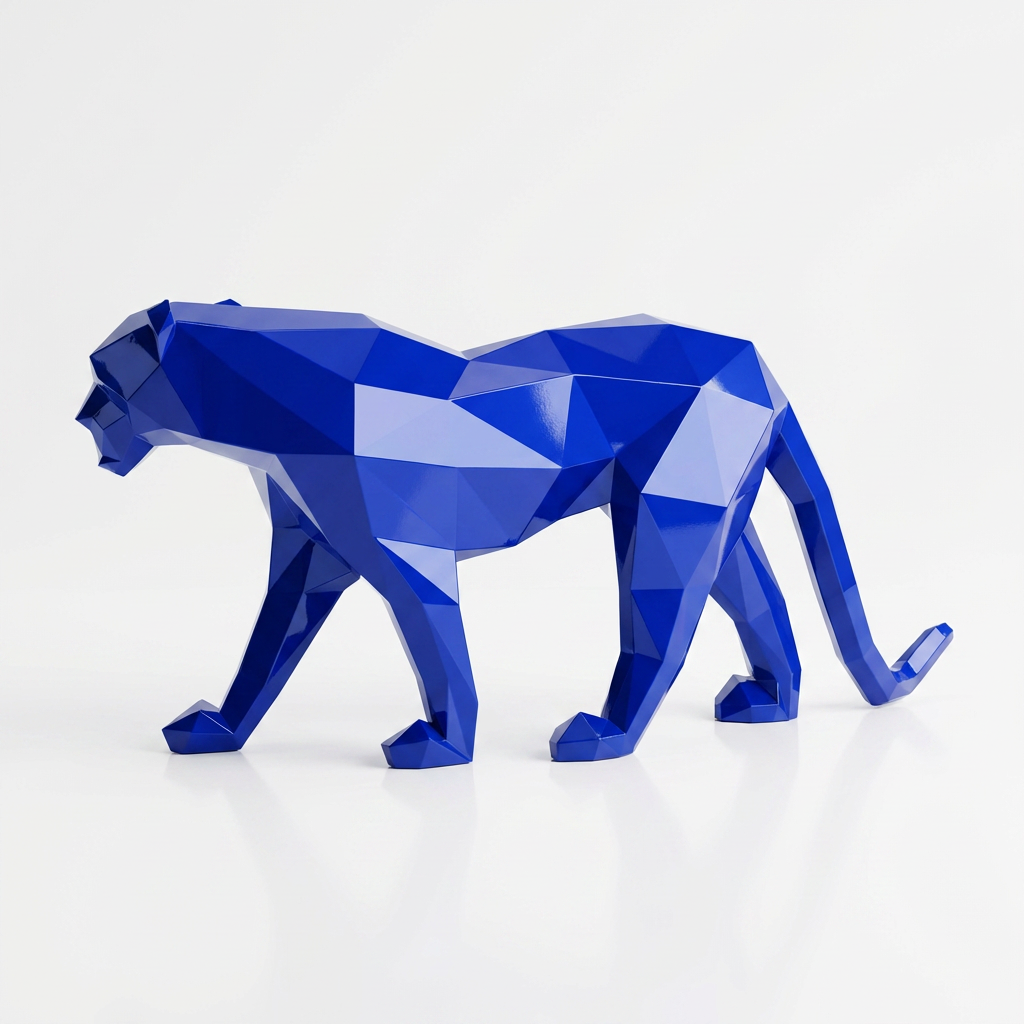 Grande Sculpture Panthère Polygone - Sculpture Origami