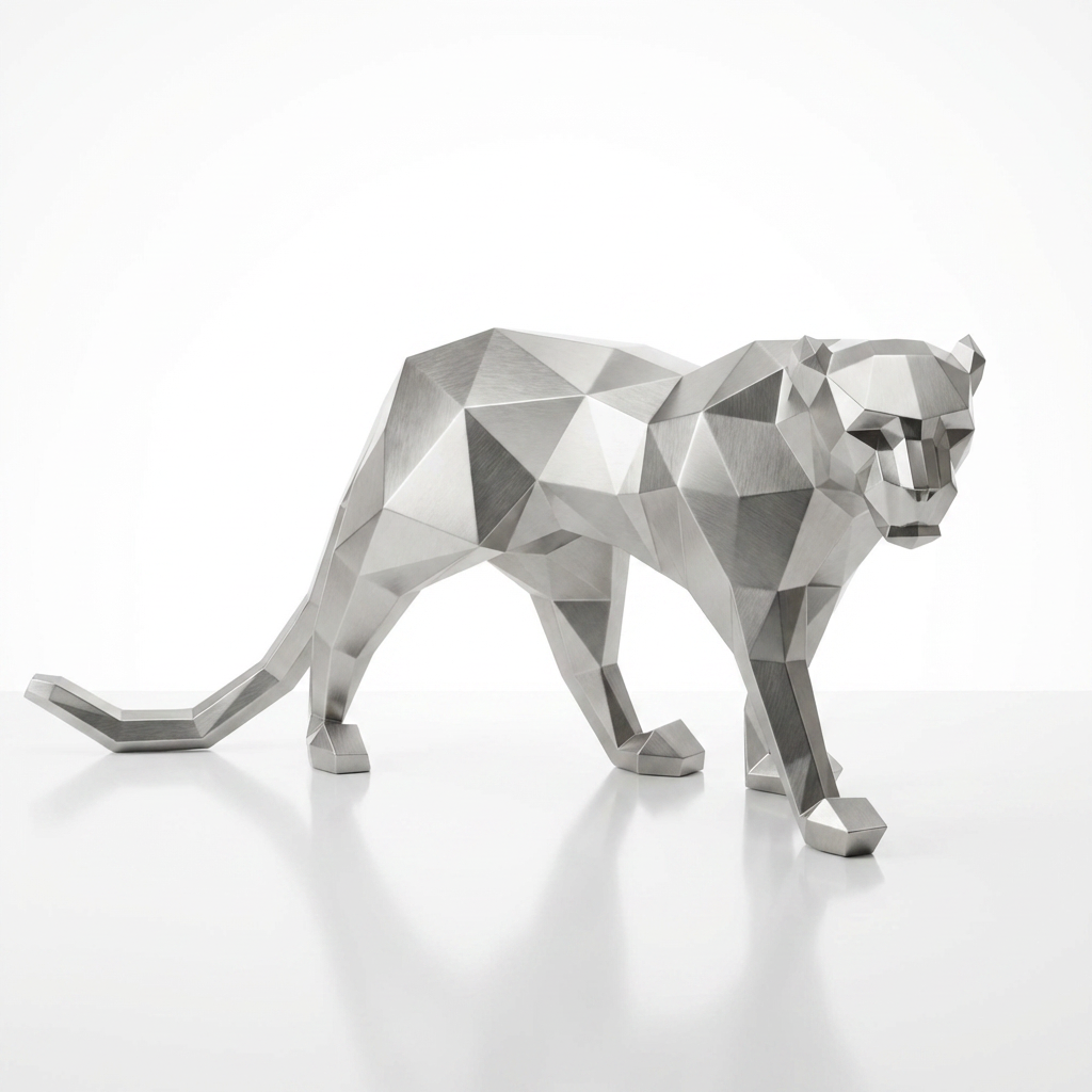 Grande Sculpture Panthère Polygone - Sculpture Origami