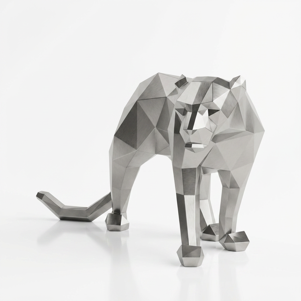 Grande Sculpture Panthère Polygone - Sculpture Origami