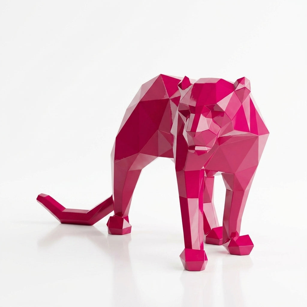 Grande Sculpture Panthère Polygone - Sculpture Origami
