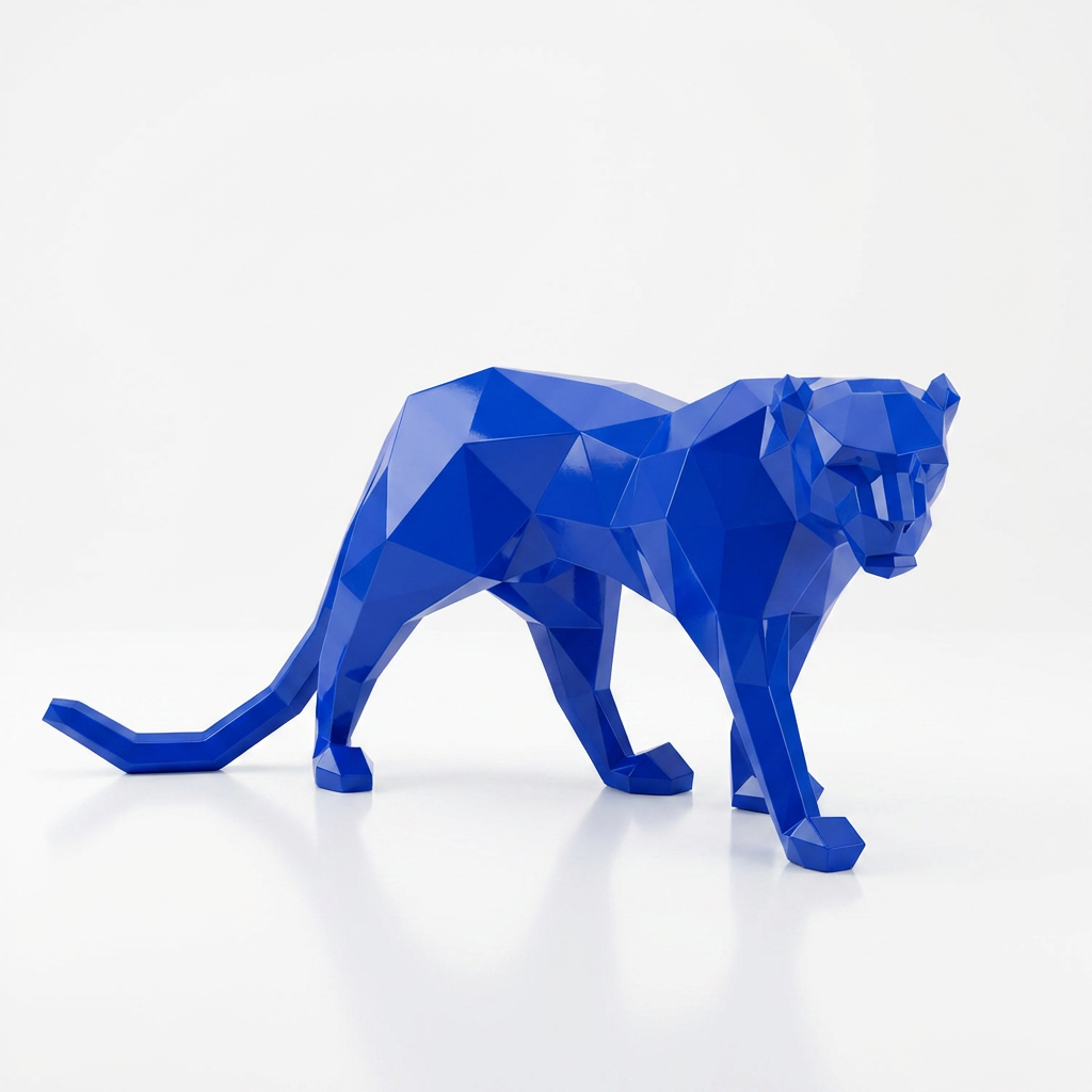 Grande Sculpture Panthère Polygone - Sculpture Origami