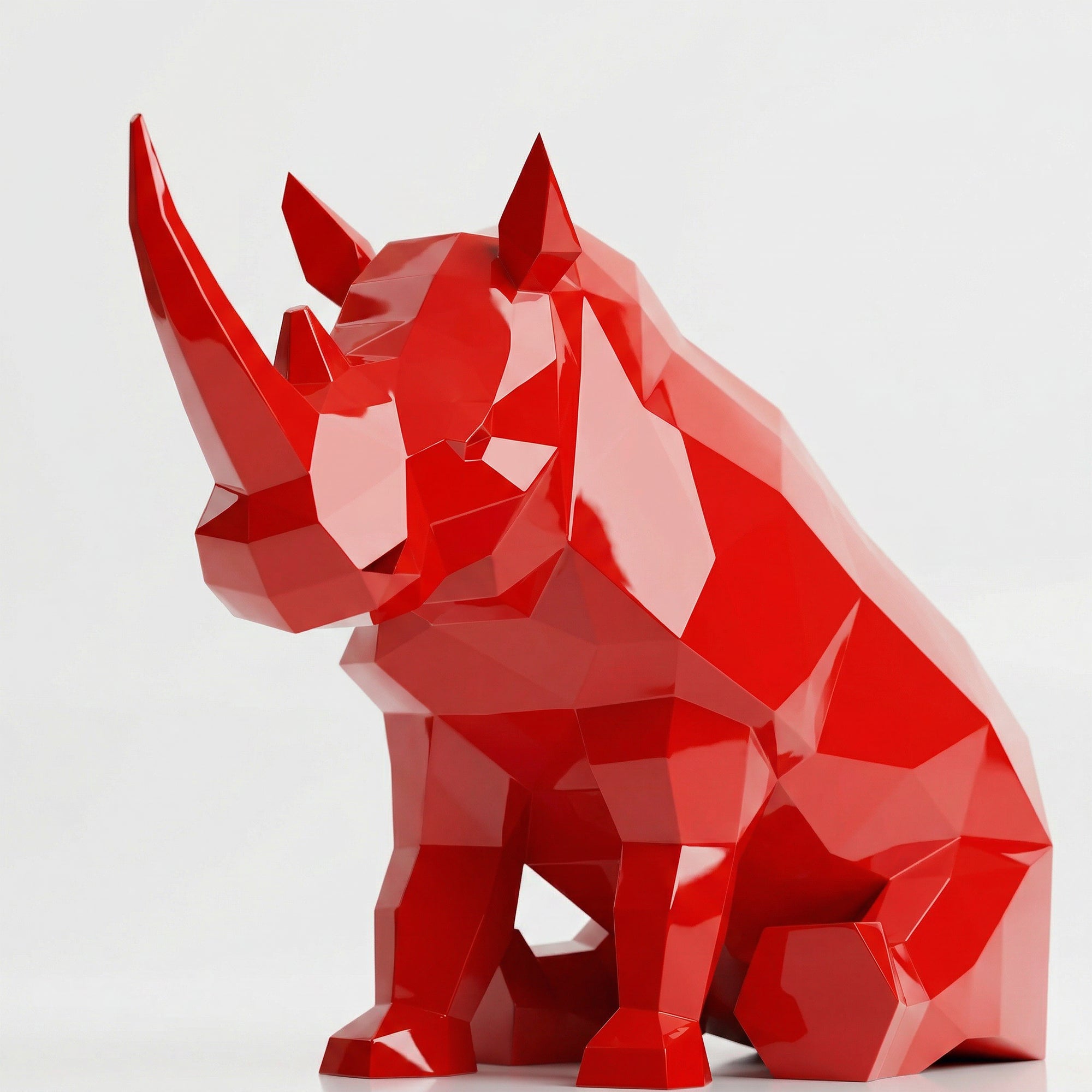 Grande Sculpture Rhinocéros Contemporaine - Sculpture Origami