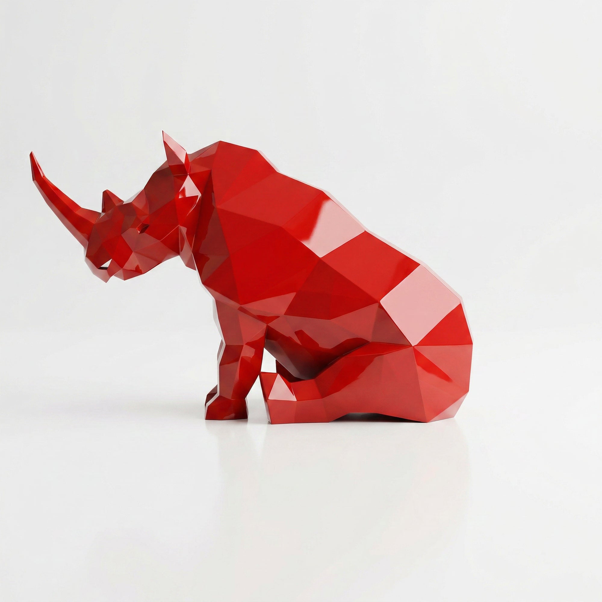 Grande Sculpture Rhinocéros Contemporaine - Sculpture Origami