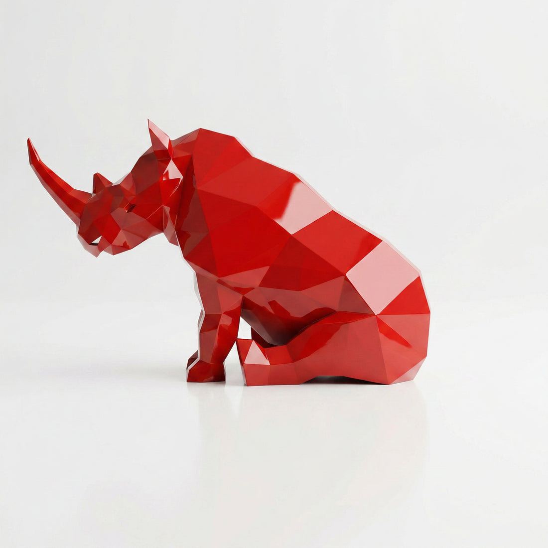Grande Sculpture Rhinocéros Contemporaine - Sculpture Origami