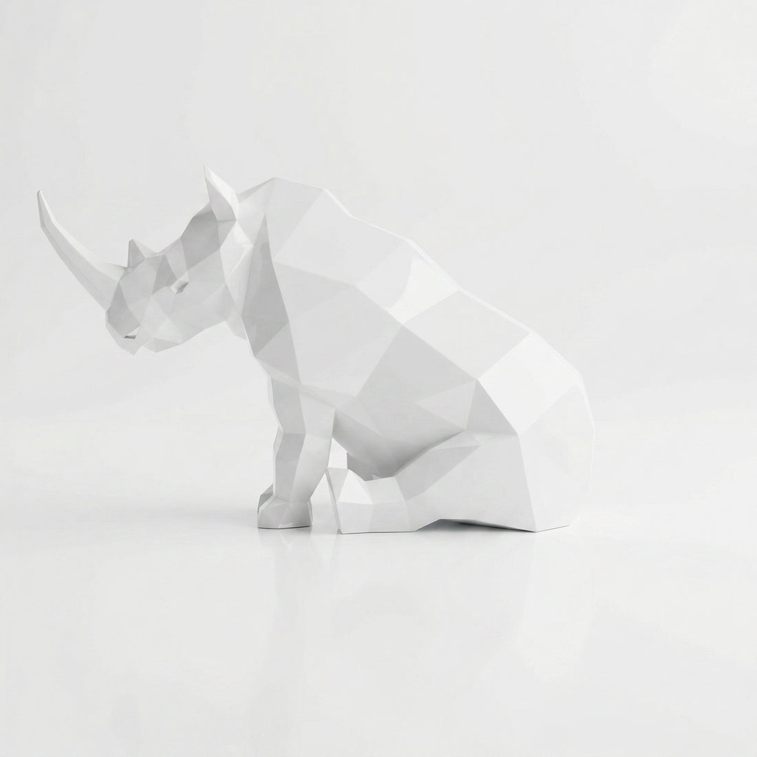 Grande Sculpture Rhinocéros Contemporaine - Sculpture Origami