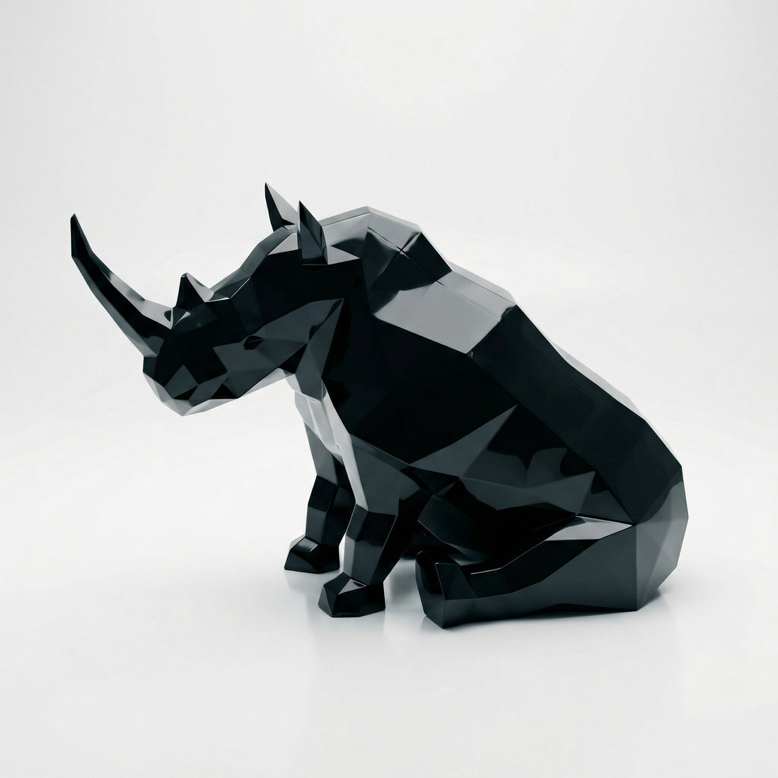 Grande Sculpture Rhinocéros Contemporaine - Sculpture Origami