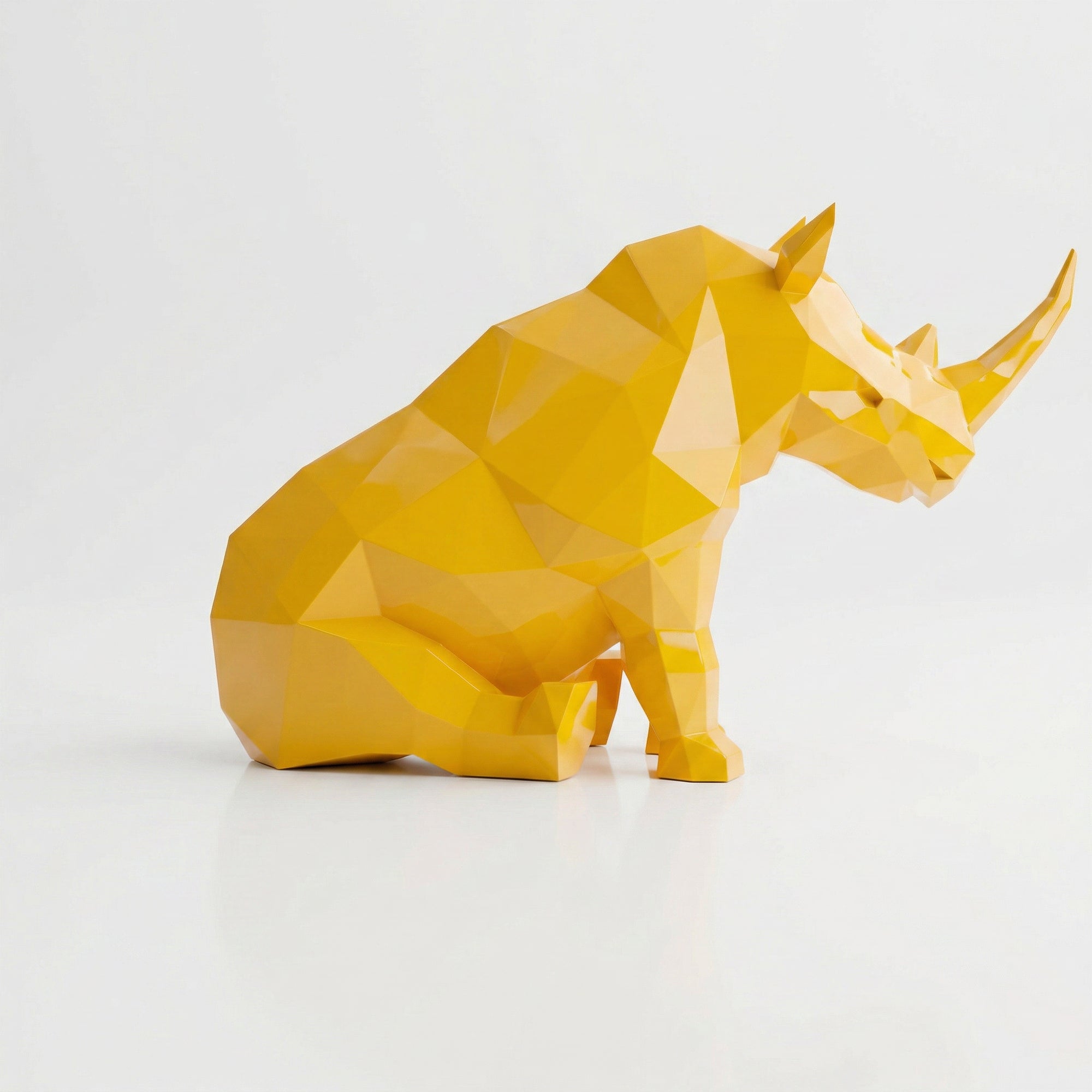 Grande Sculpture Rhinocéros Contemporaine - Sculpture Origami