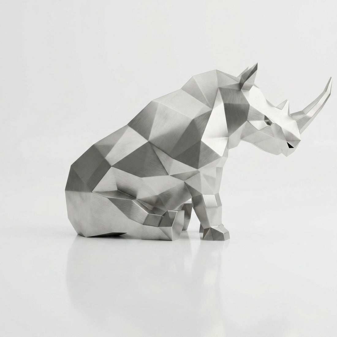 Grande Sculpture Rhinocéros Contemporaine - Sculpture Origami