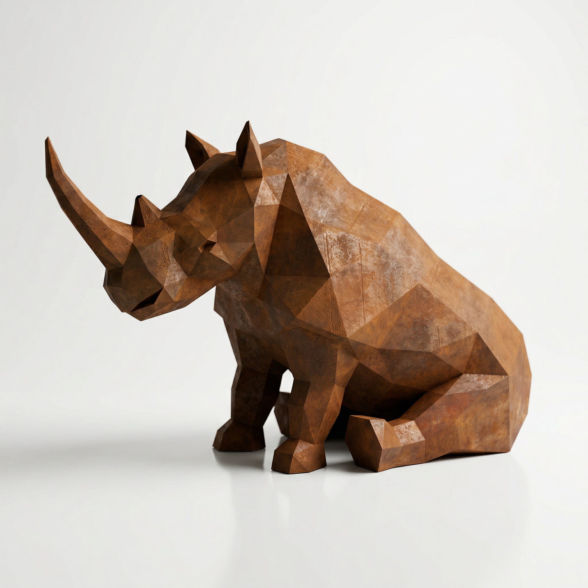 Grande Sculpture Rhinocéros Contemporaine - Sculpture Origami