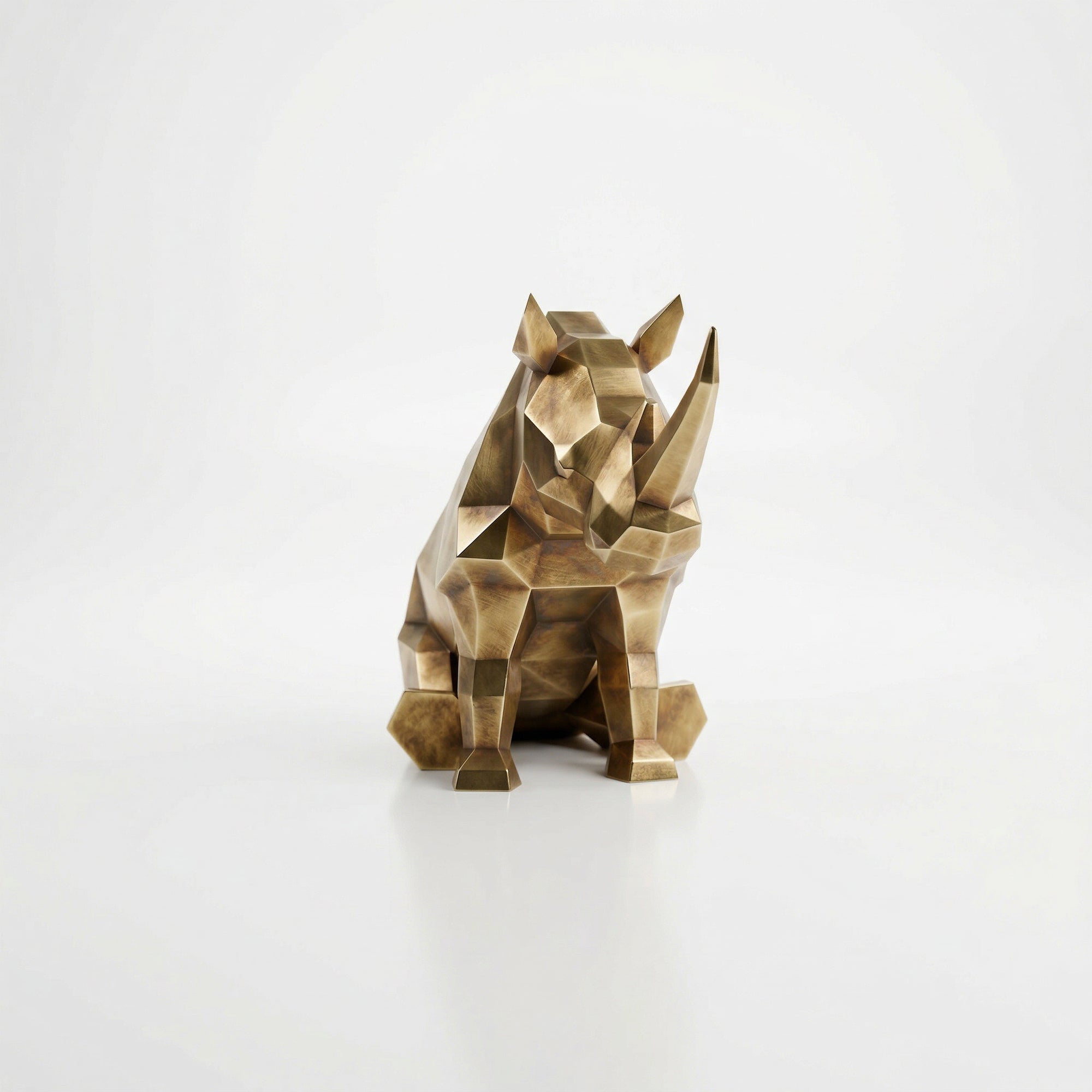 Grande Sculpture Rhinocéros Contemporaine - Sculpture Origami