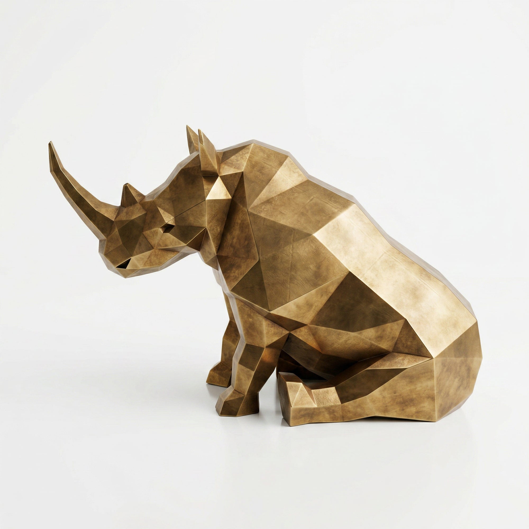 Grande Sculpture Rhinocéros Contemporaine - Sculpture Origami
