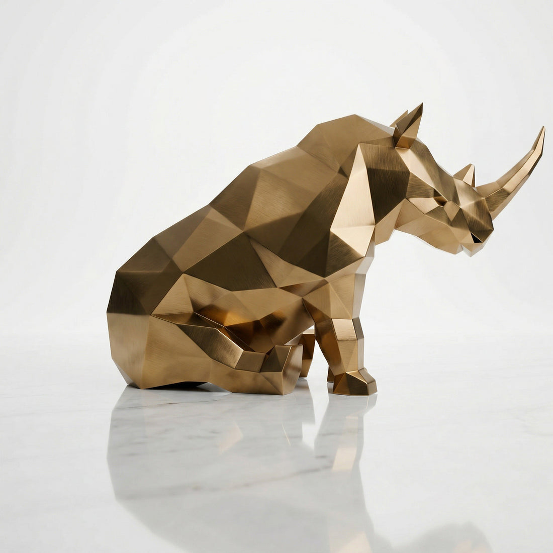 Grande Sculpture Rhinocéros Contemporaine - Sculpture Origami