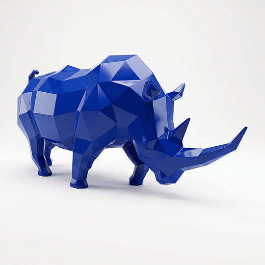 Grande Sculpture Rhinocéros Géométrique Facettée - Sculpture Origami