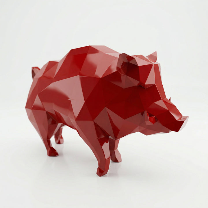Petite Sculpture en Résine de Sanglier Sauvage - Sculpture Origami