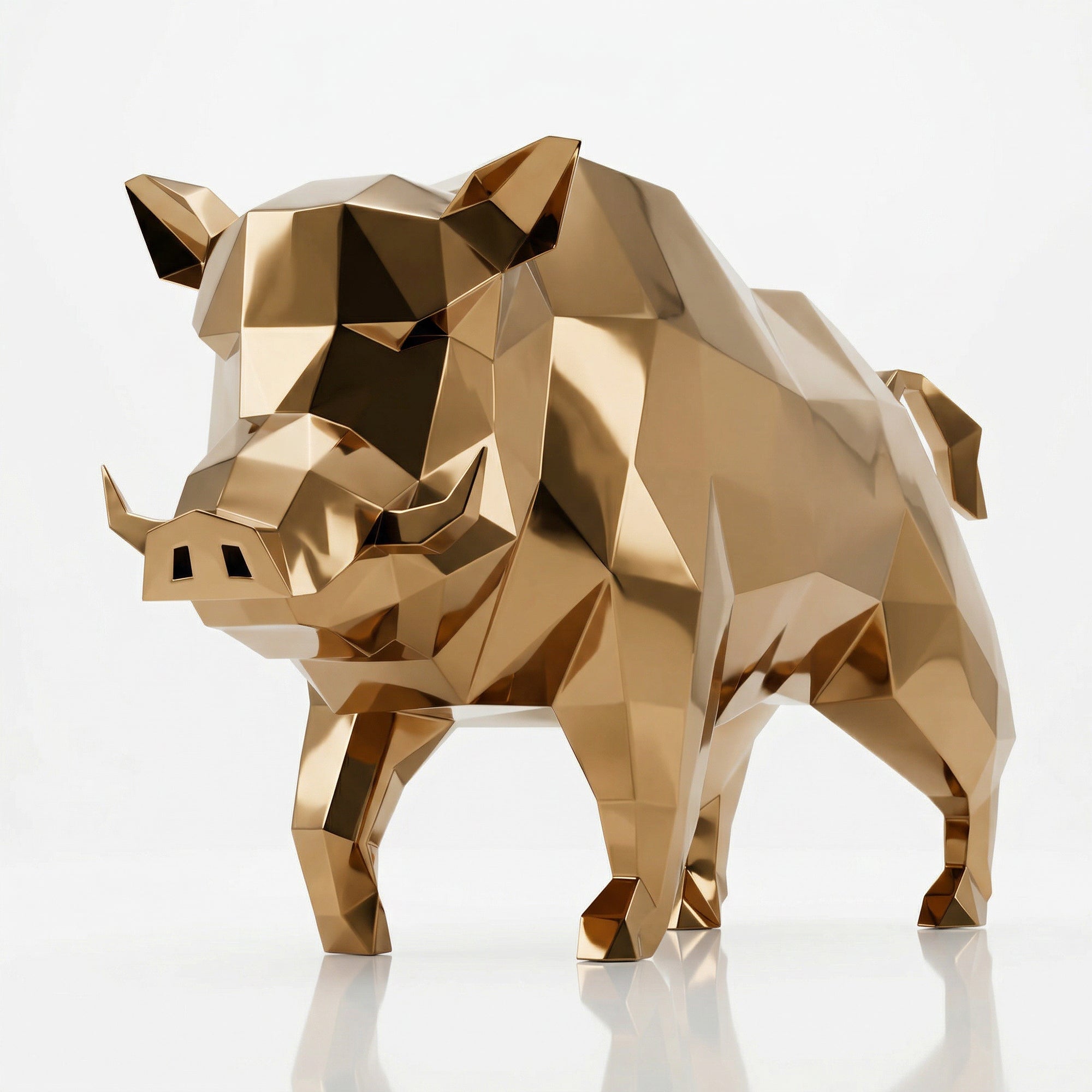 Grande Sculpture de Sanglier Sauvage - Sculpture Origami