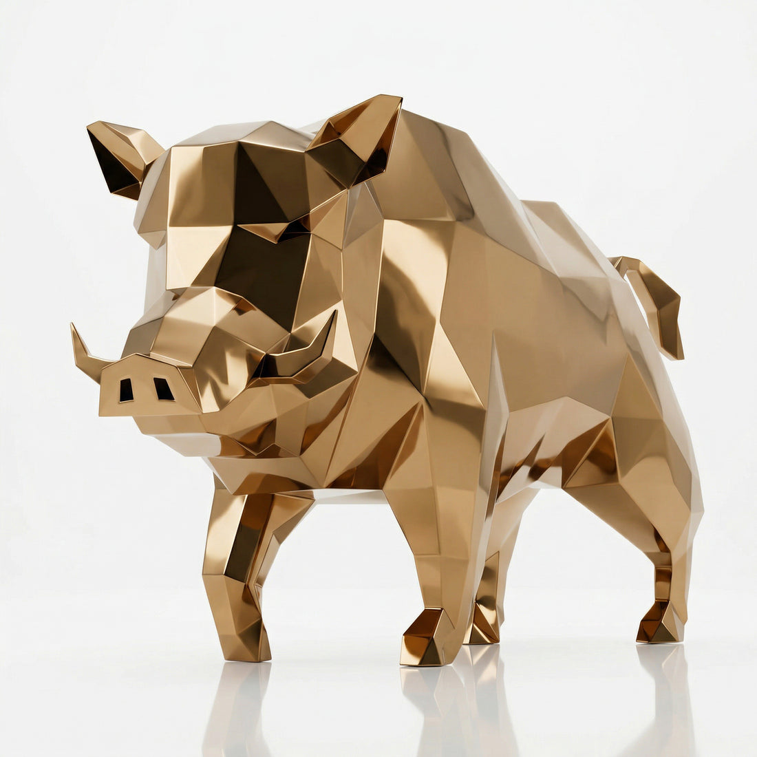 Grande Sculpture de Sanglier Sauvage - Sculpture Origami