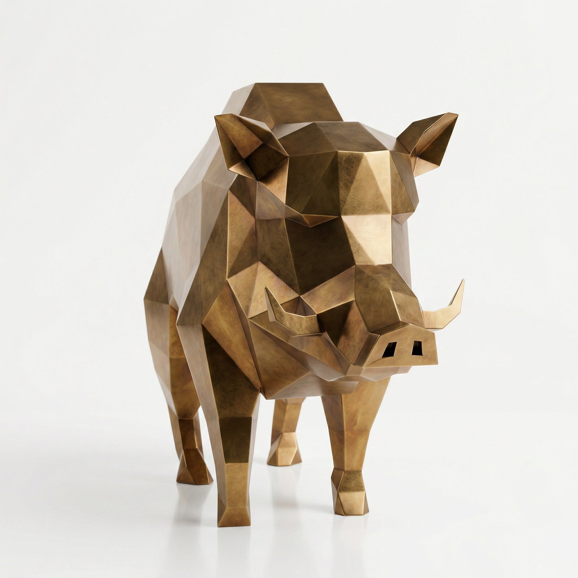 Grande Sculpture de Sanglier Sauvage - Sculpture Origami