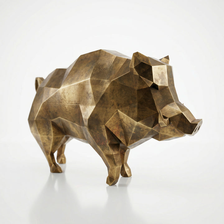 Grande Sculpture de Sanglier Sauvage - Sculpture Origami