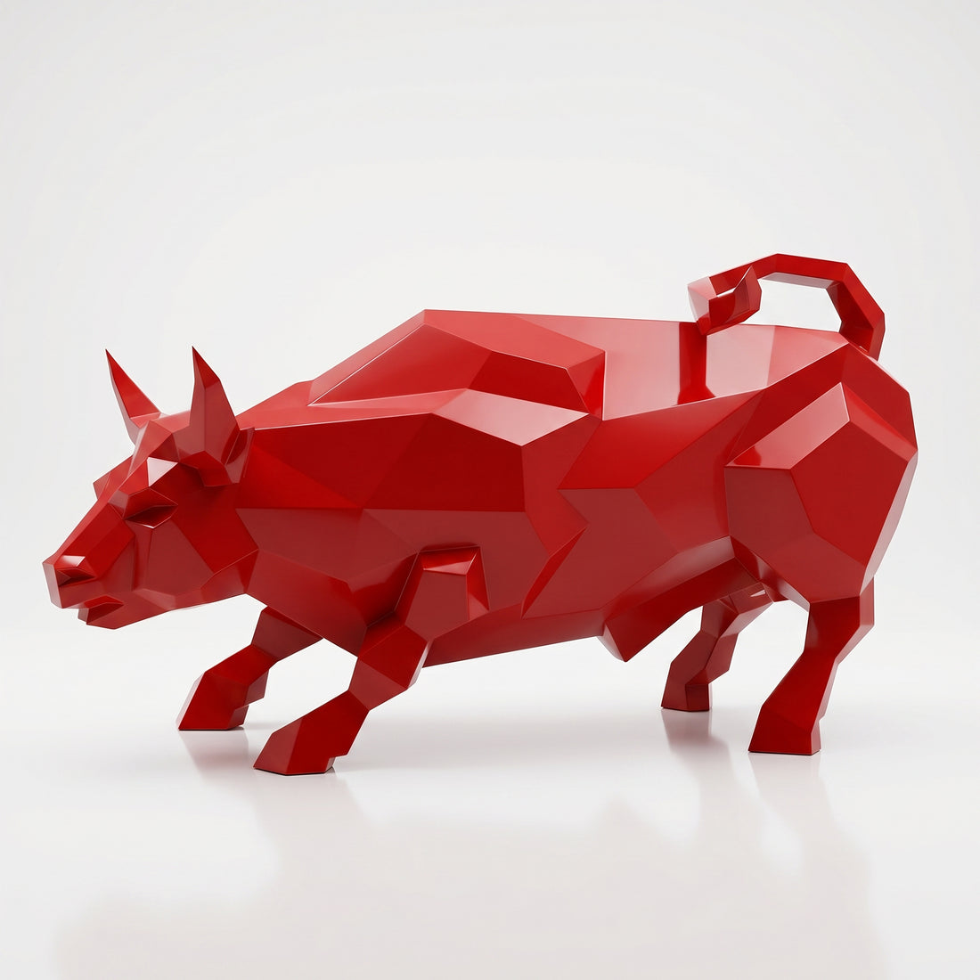 Grande Sculpture Taureau Géométrique Facettée - Sculpture Origami
