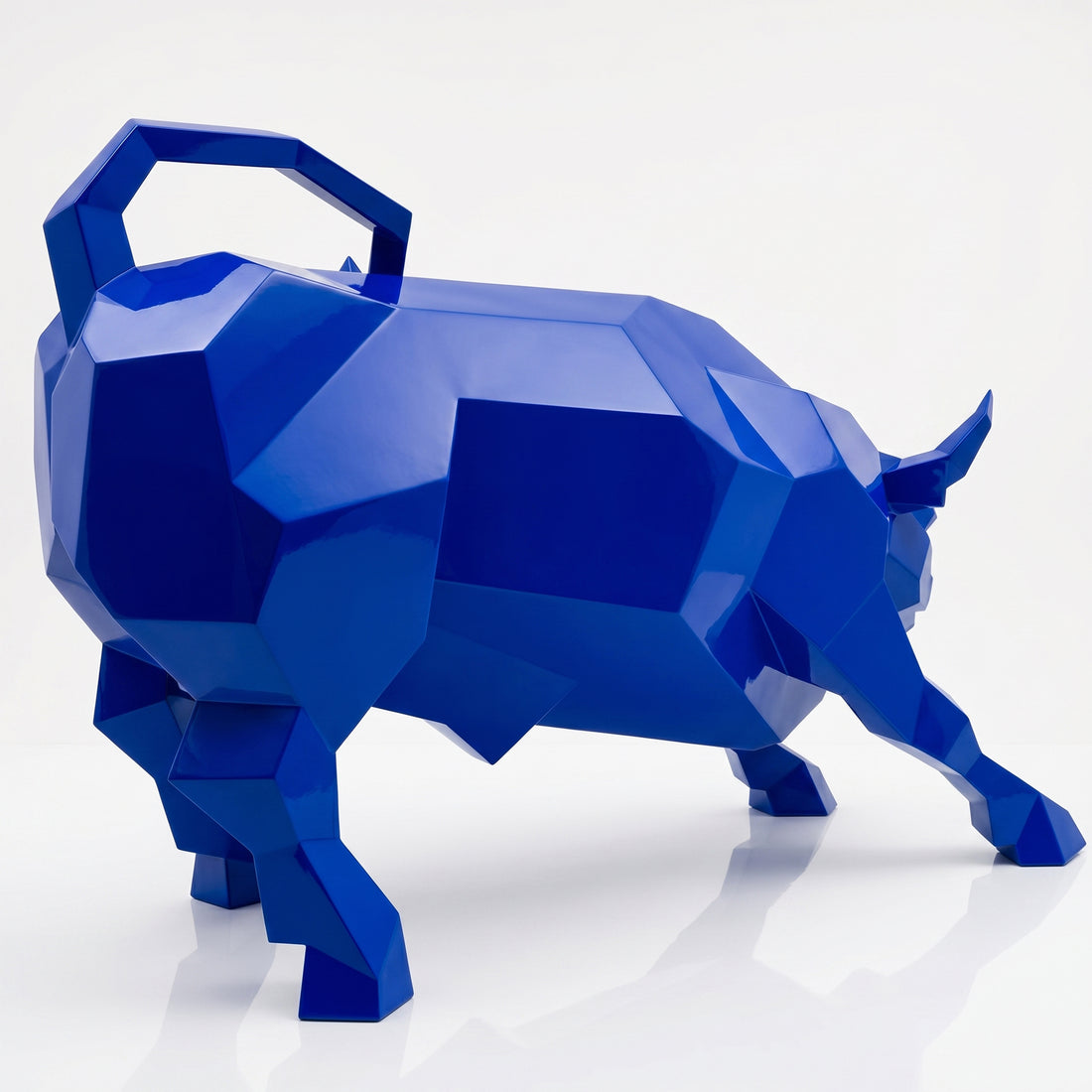 Grande Sculpture Taureau Géométrique Facettée - Sculpture Origami
