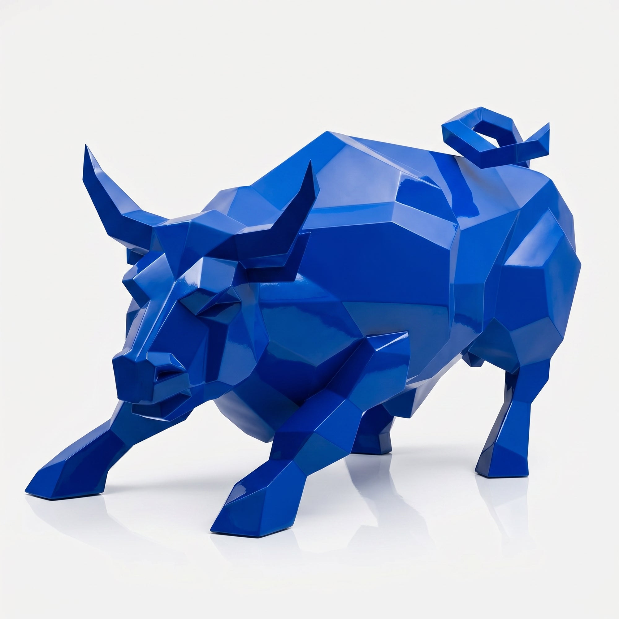 Grande Sculpture Taureau Géométrique Facettée - Sculpture Origami
