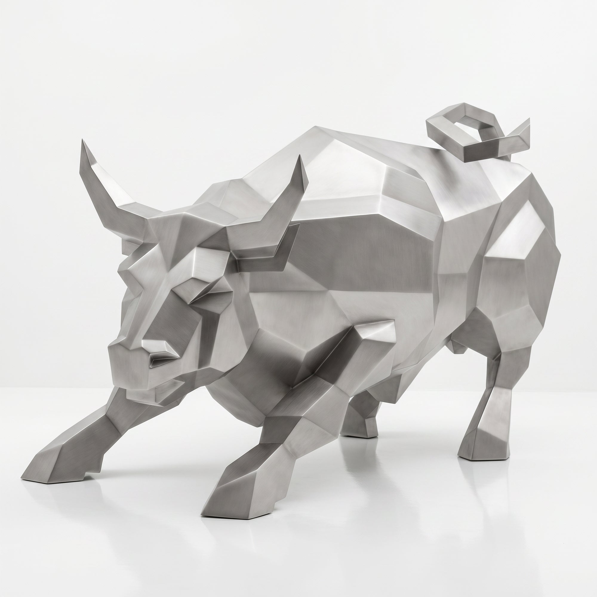 Grande Sculpture Taureau Géométrique Facettée - Sculpture Origami
