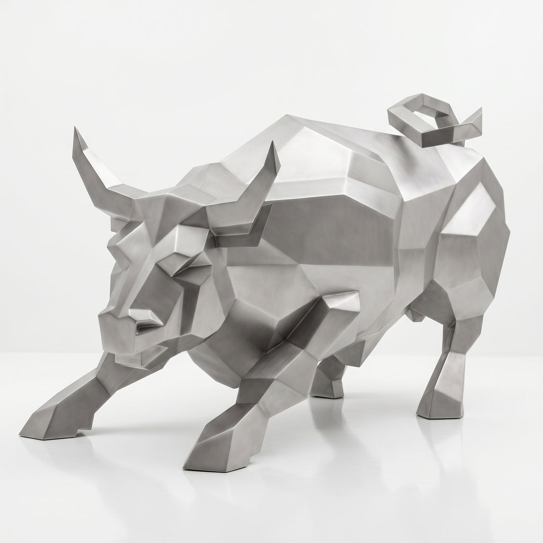 Grande Sculpture Taureau Géométrique Facettée - Sculpture Origami