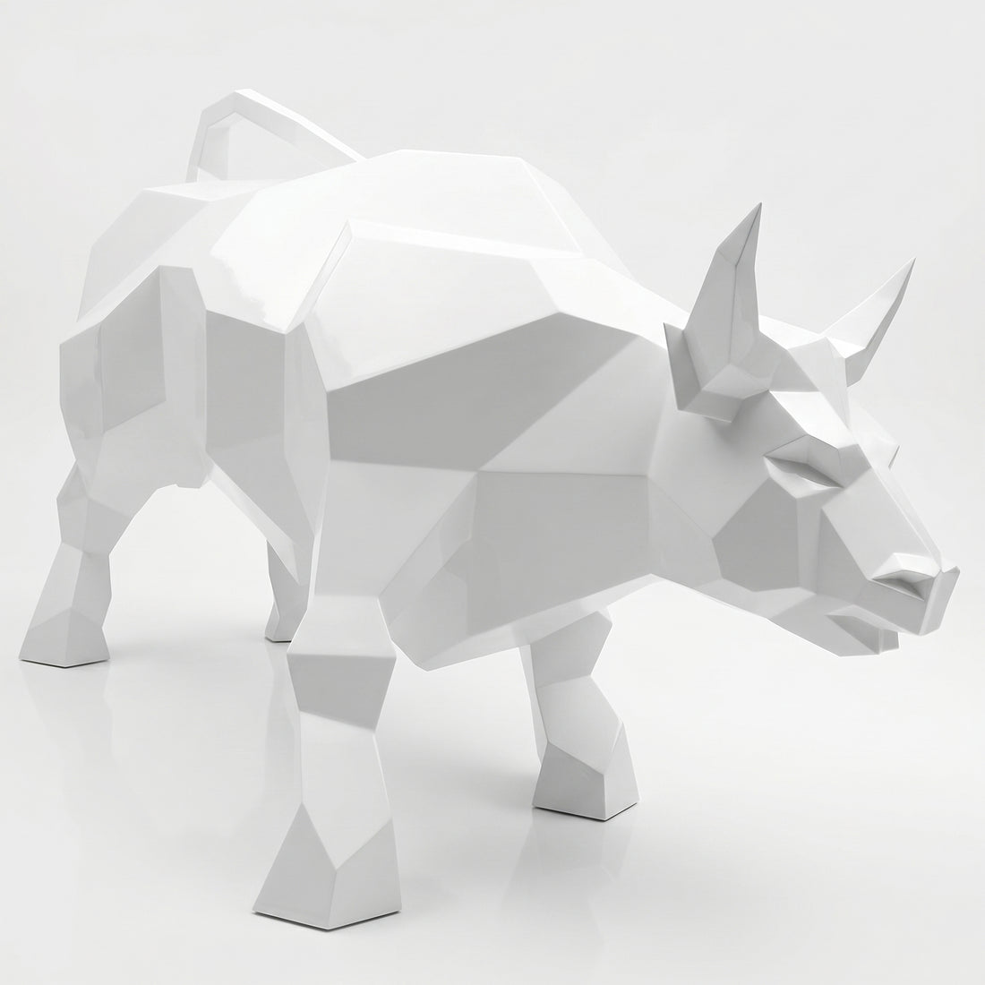 Grande Sculpture Taureau Géométrique Facettée - Sculpture Origami