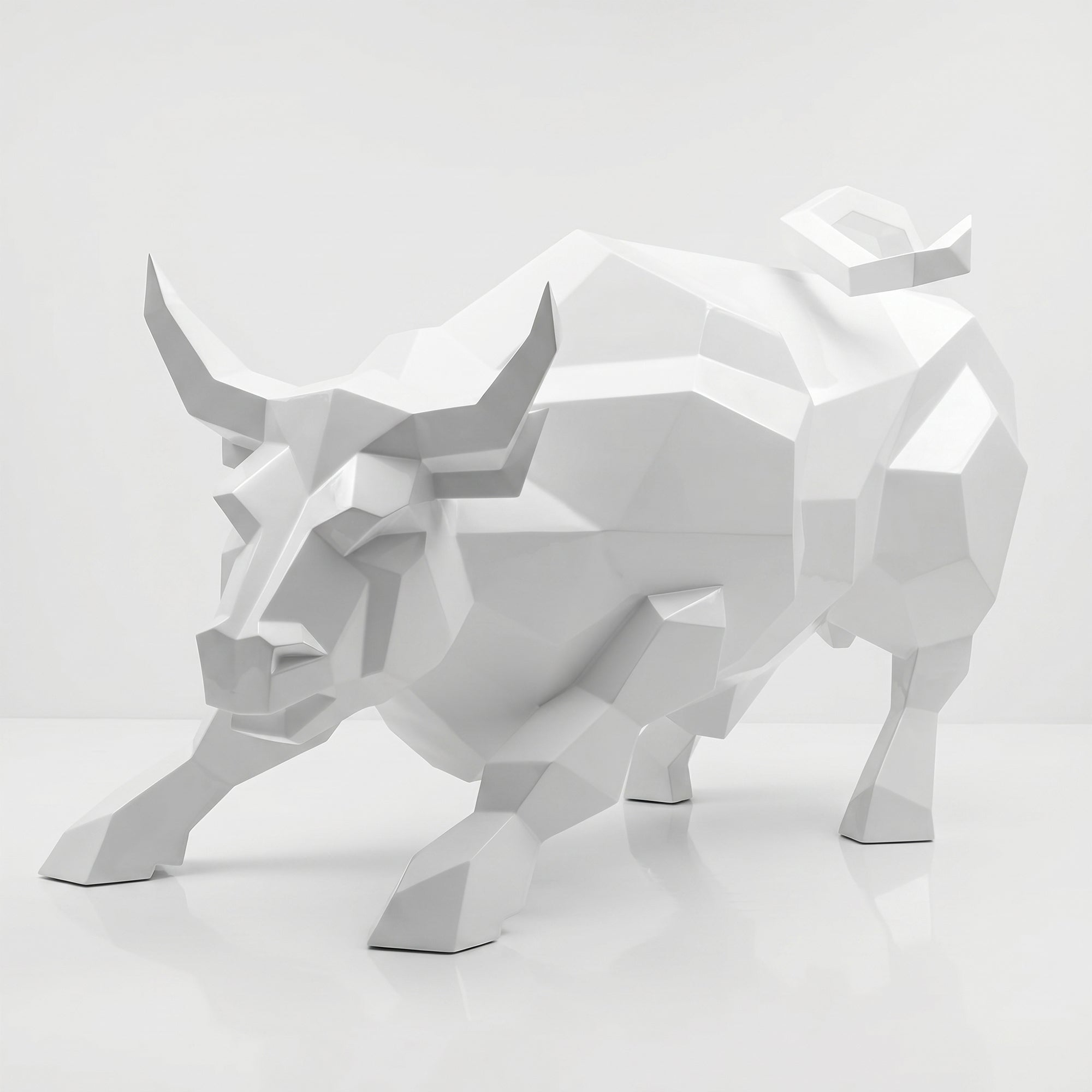 Grande Sculpture Taureau Géométrique Facettée - Sculpture Origami