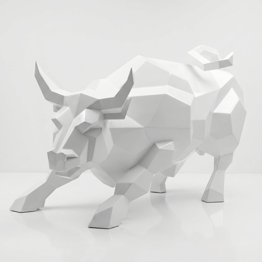 Grande Sculpture Taureau Géométrique Facettée - Sculpture Origami
