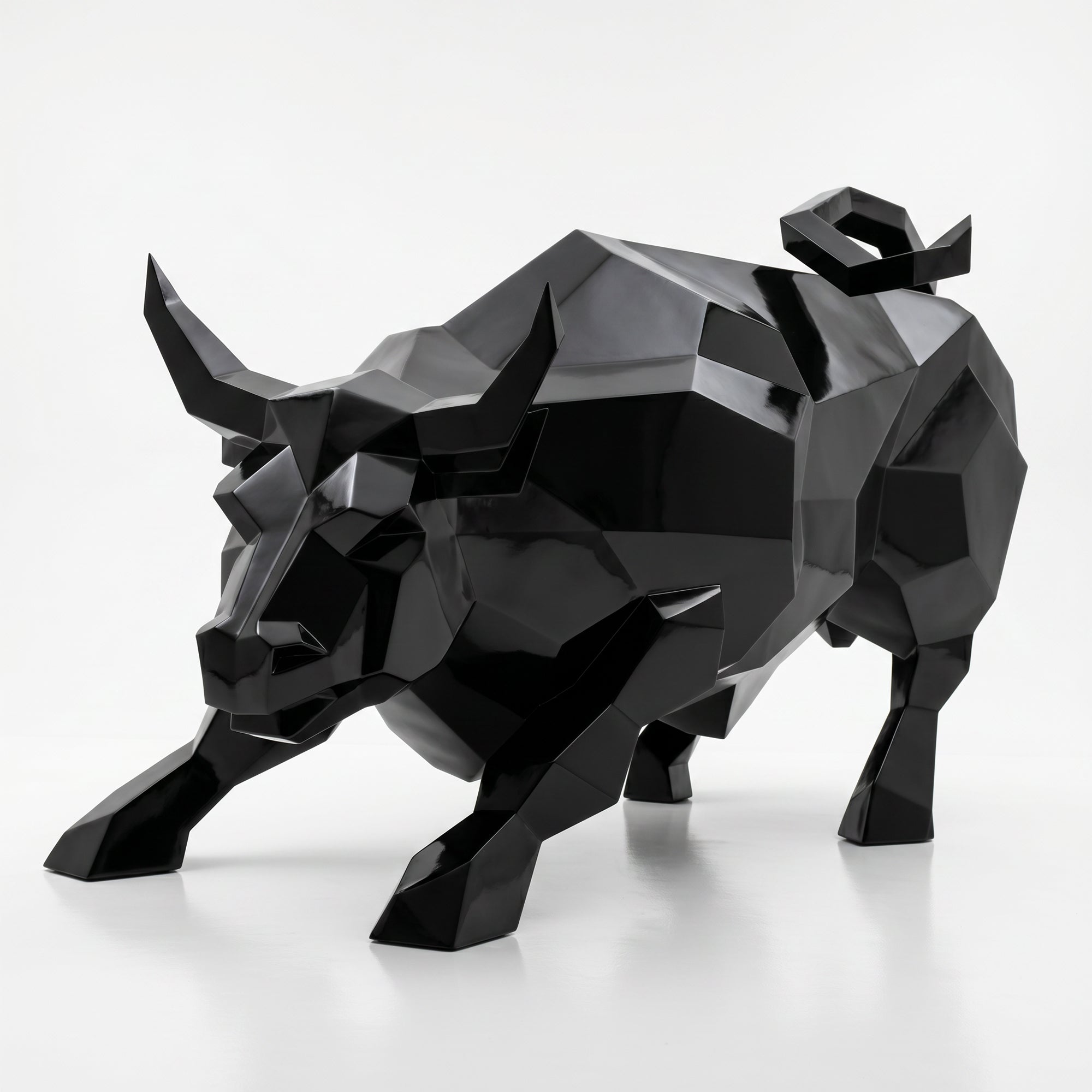 Grande Sculpture Taureau Géométrique Facettée - Sculpture Origami